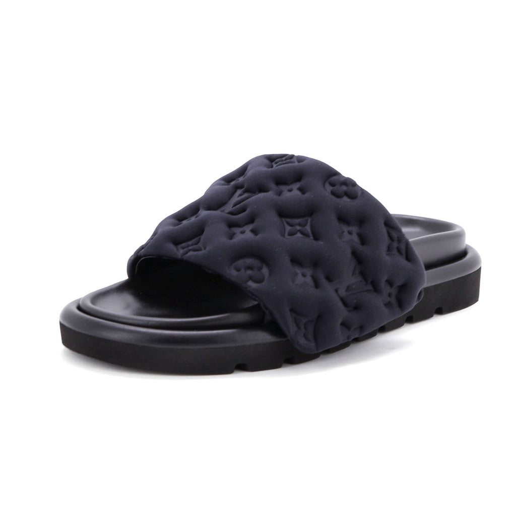 Women's Pool Pillow Comfort Mule Sandals Monogram Puffer Fabric