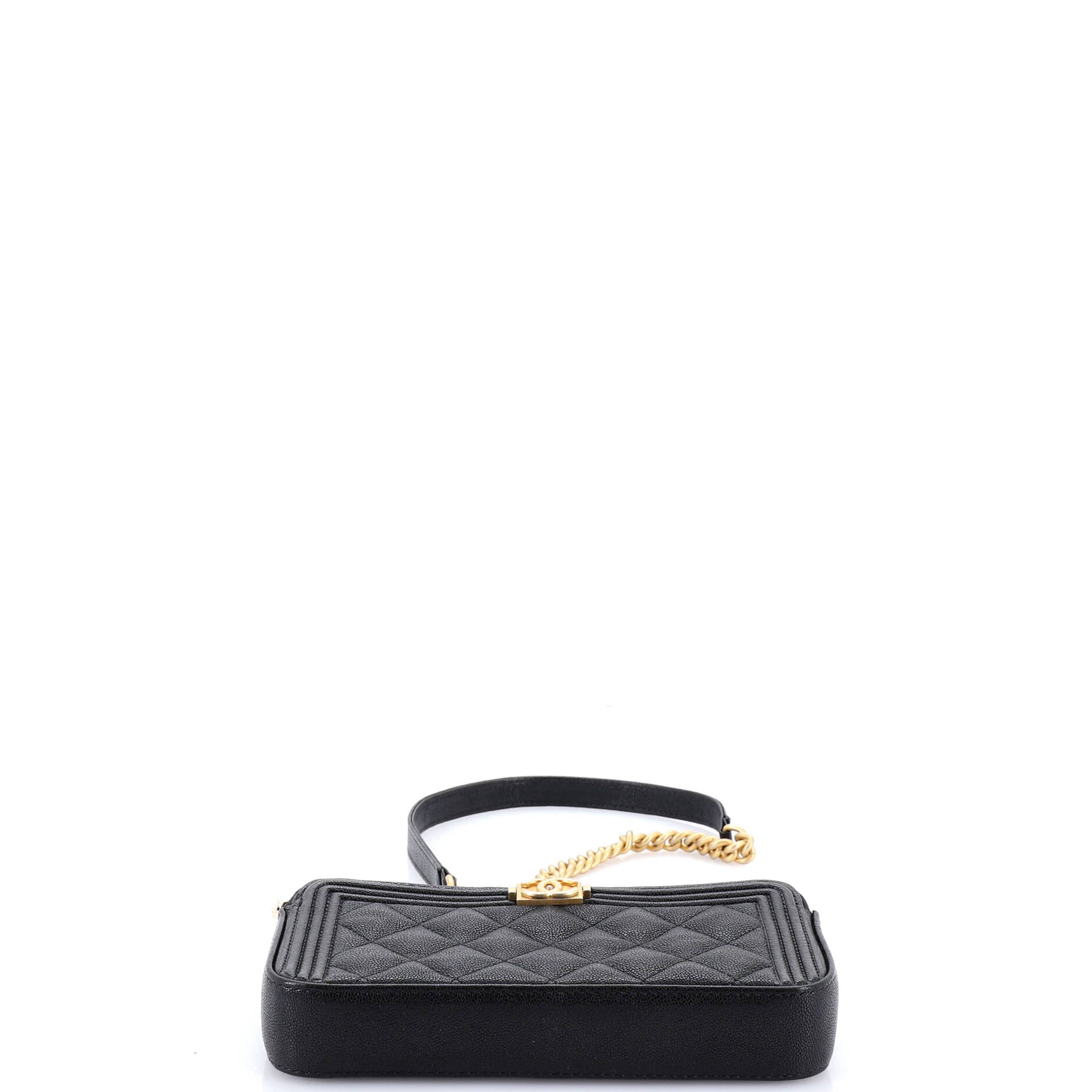 Boy Double Zip Clutch with Chain Quilted Caviar