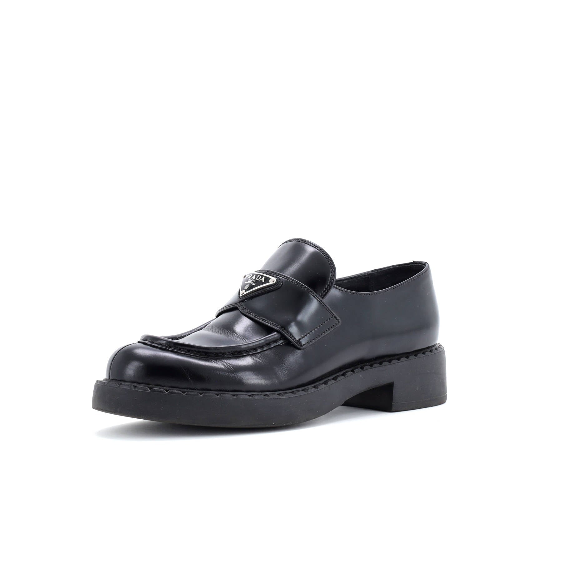 Women's Triangle Logo Loafers Spazzolato Leather