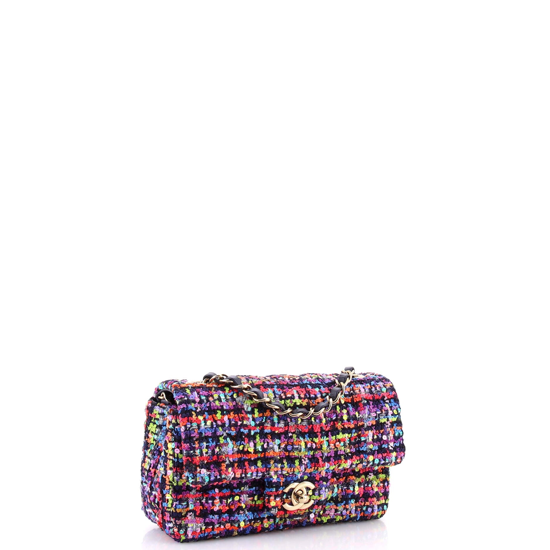 Classic Single Flap Bag Quilted Tweed and Sequins Mini