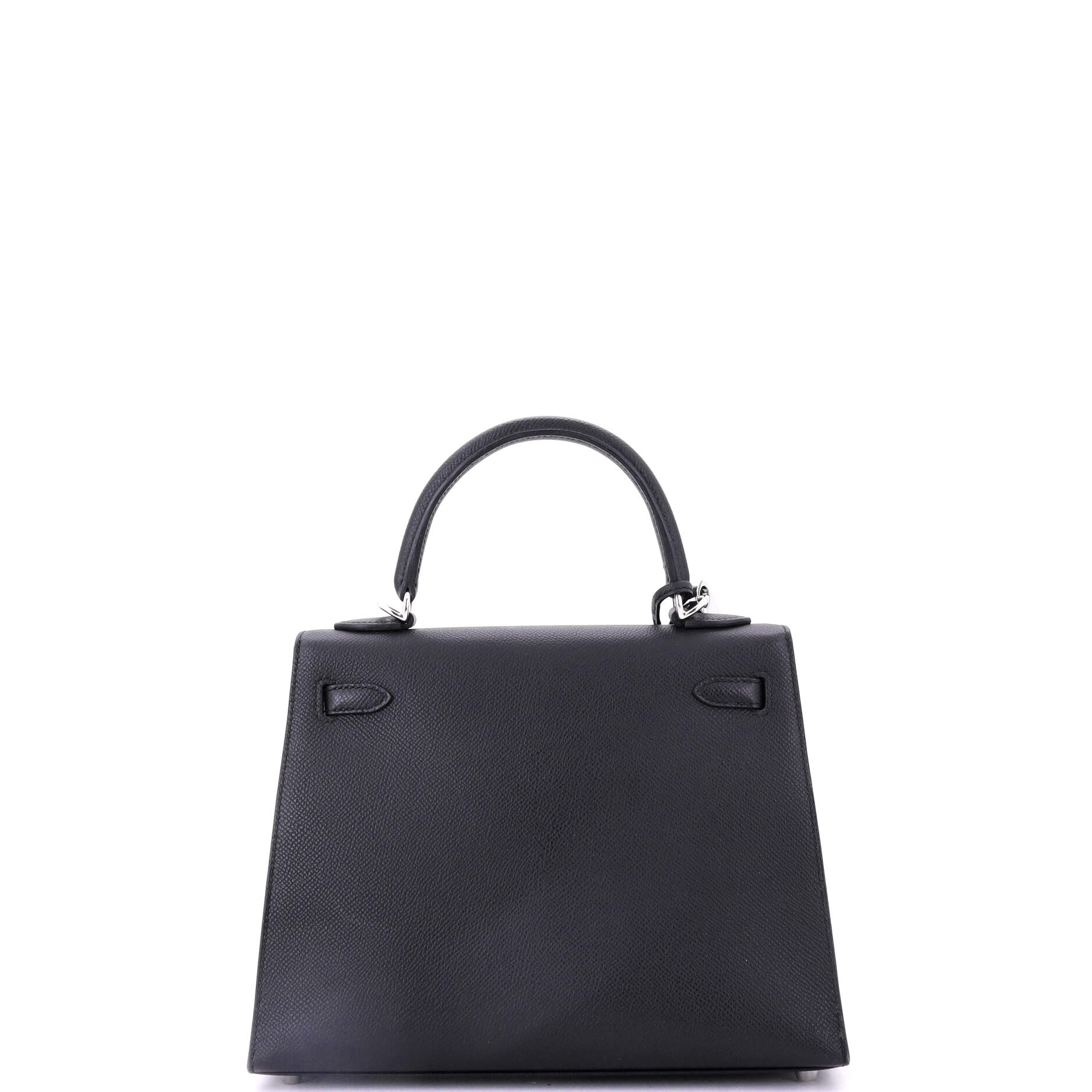 Kelly Handbag Noir Epsom with Palladium Hardware 25