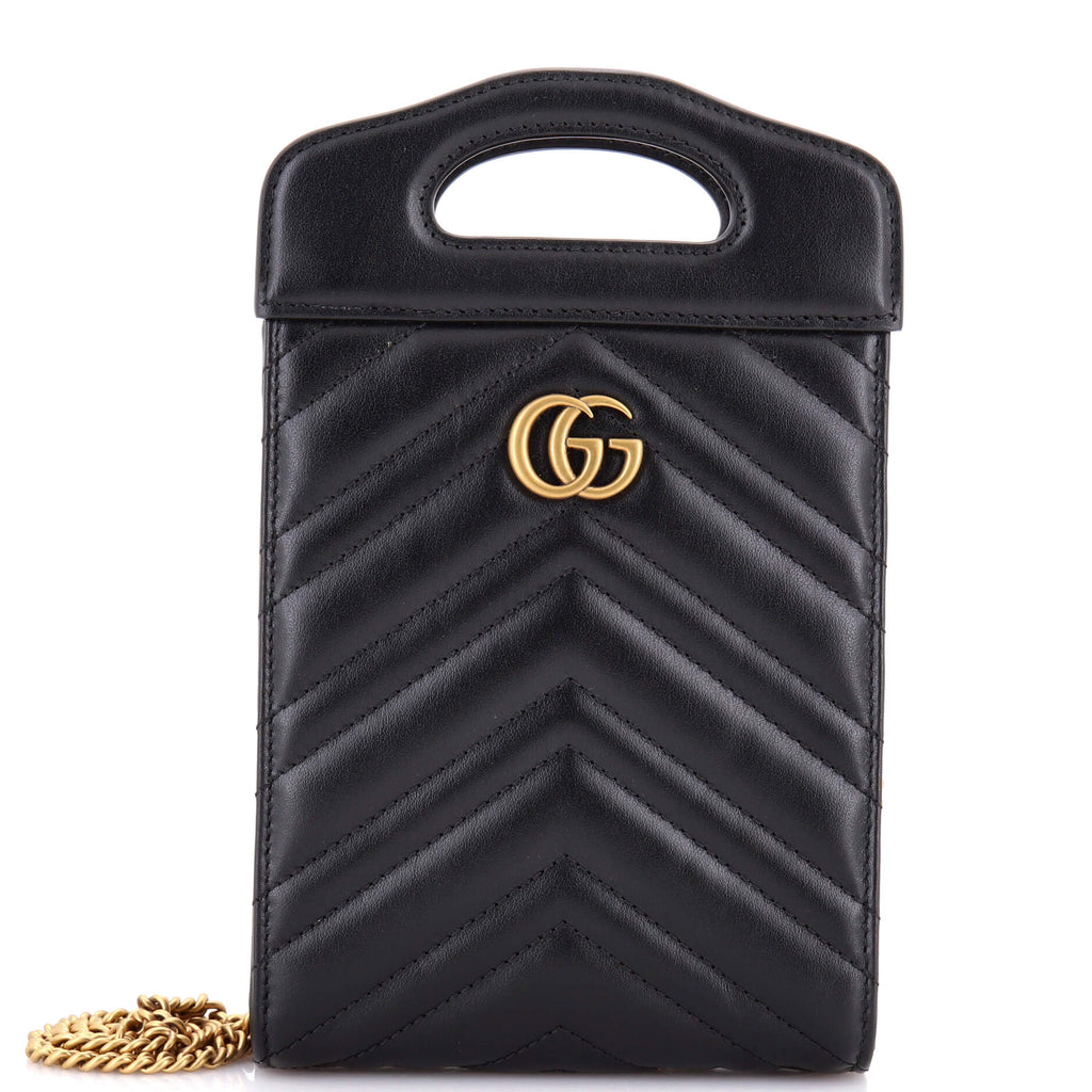 GG Marmont Top Handle Convertible Chain Tote Matelasse Leather Mini