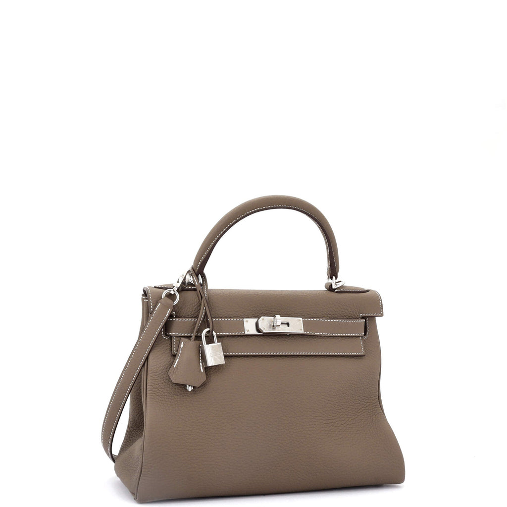 Kelly Handbag Grey Clemence with Palladium Hardware 28