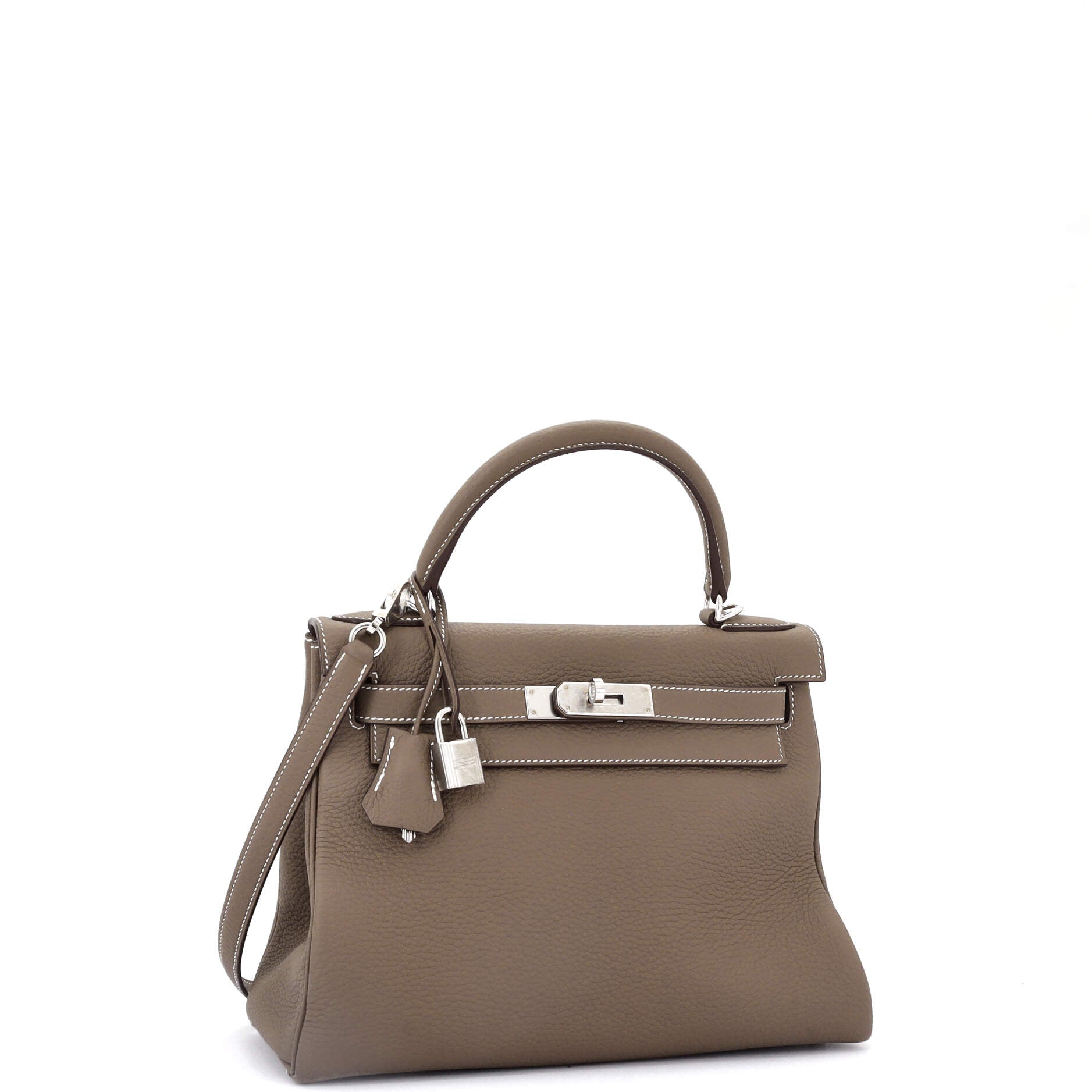 Kelly Handbag Grey Clemence with Palladium Hardware 28