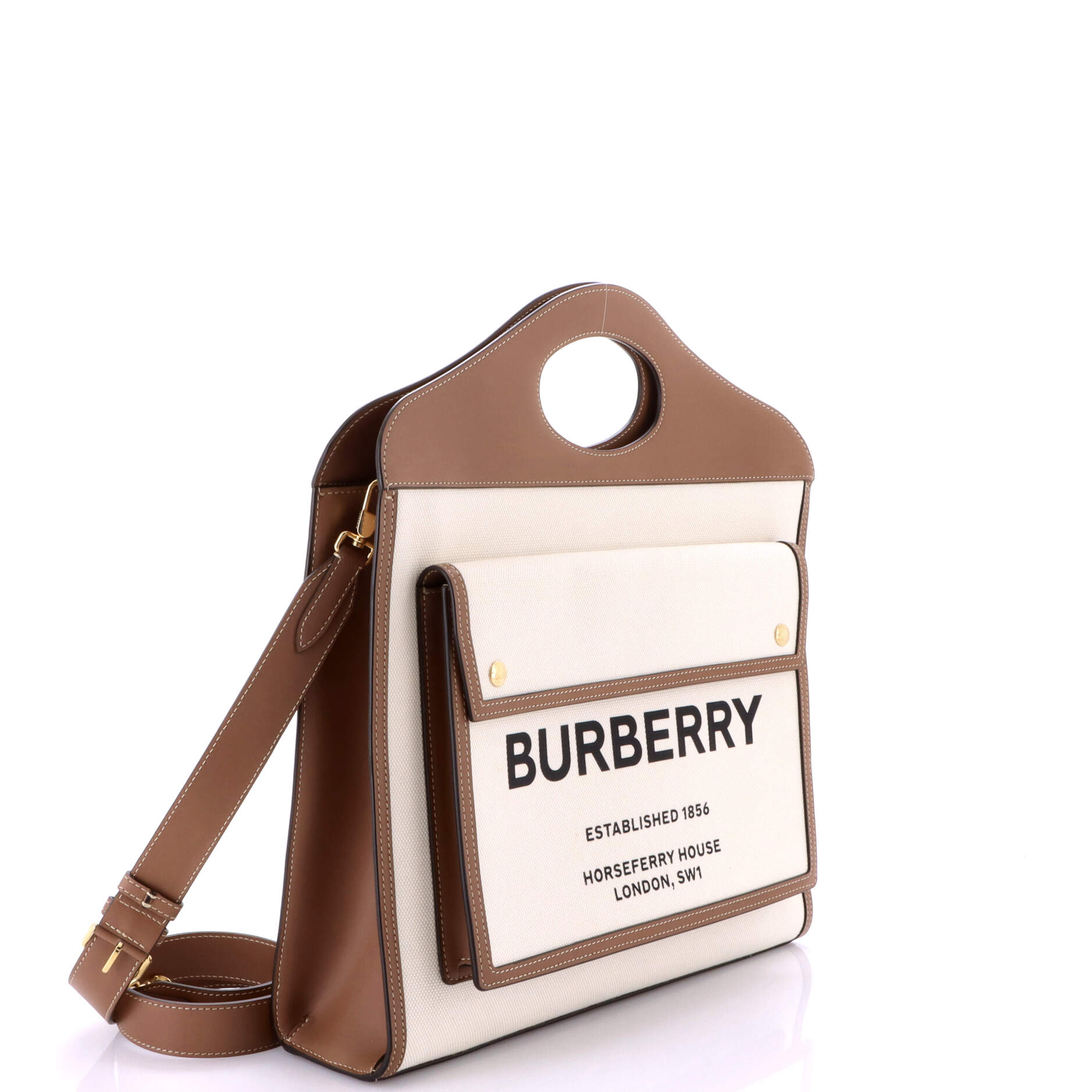 Logo Pocket Tote Canvas with Leather Medium