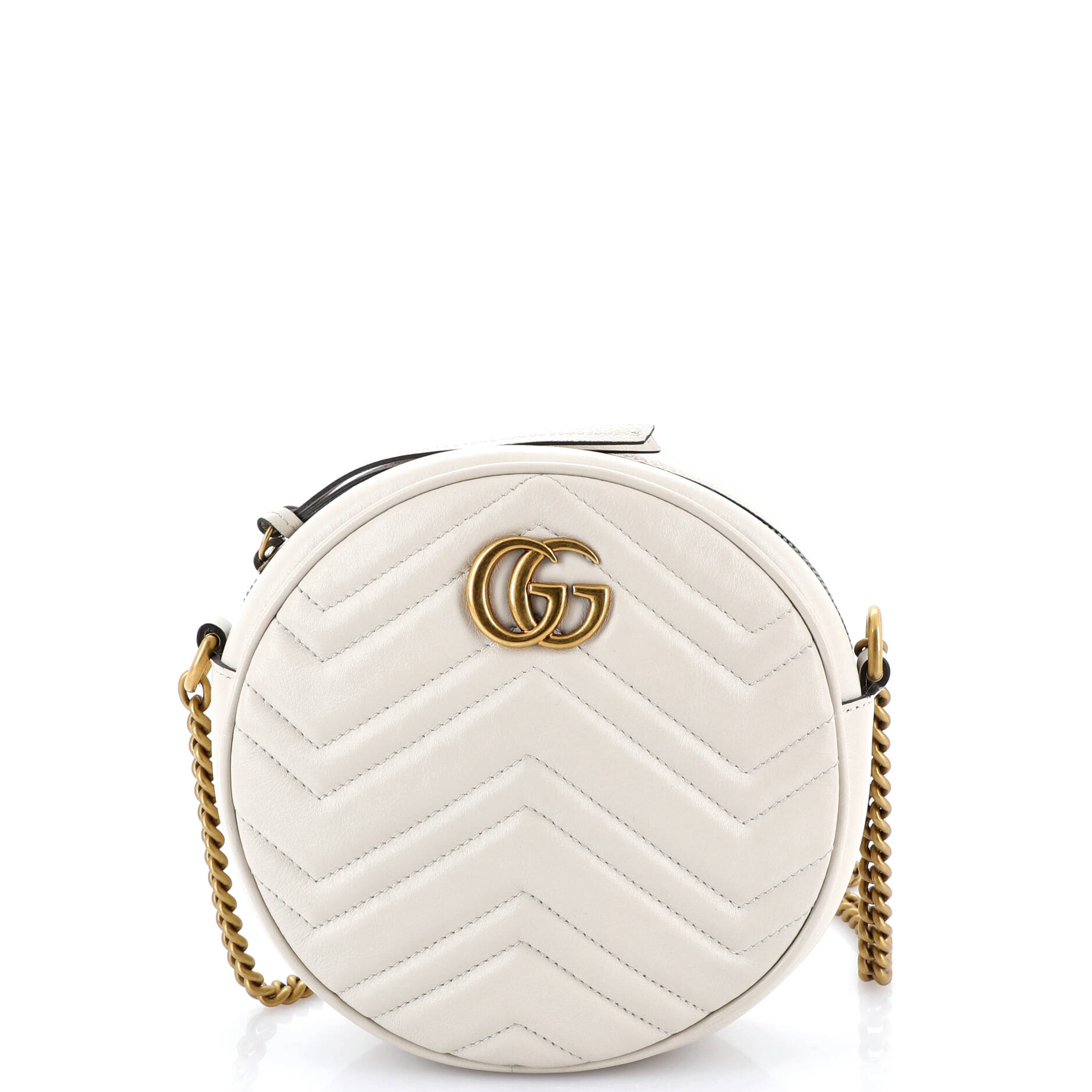 GG Marmont Round Shoulder Bag Matelasse Leather Mini