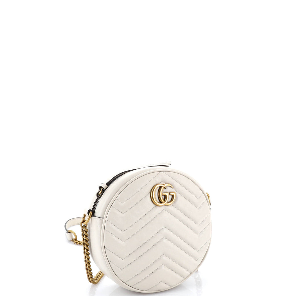 GG Marmont Round Shoulder Bag Matelasse Leather Mini