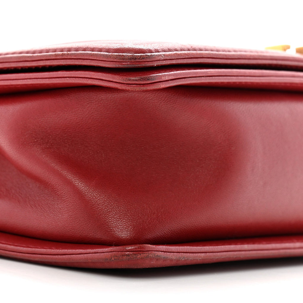 Lambskin Quilted New Medium Boy Flap Dark Red