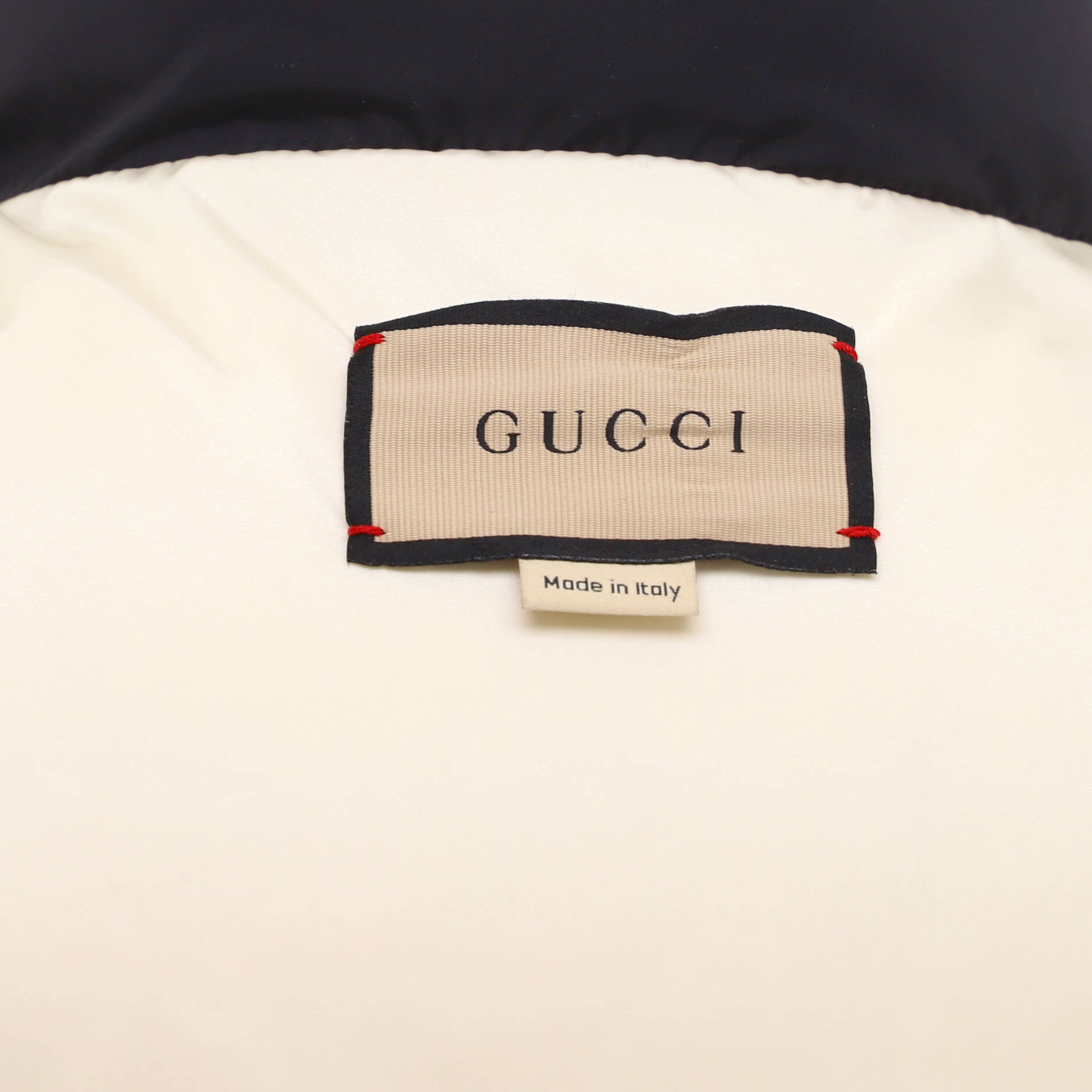 Women's Interlocking G Patch Button Up Puffer Vest Quilted GG Cotton Canvas and Polyester