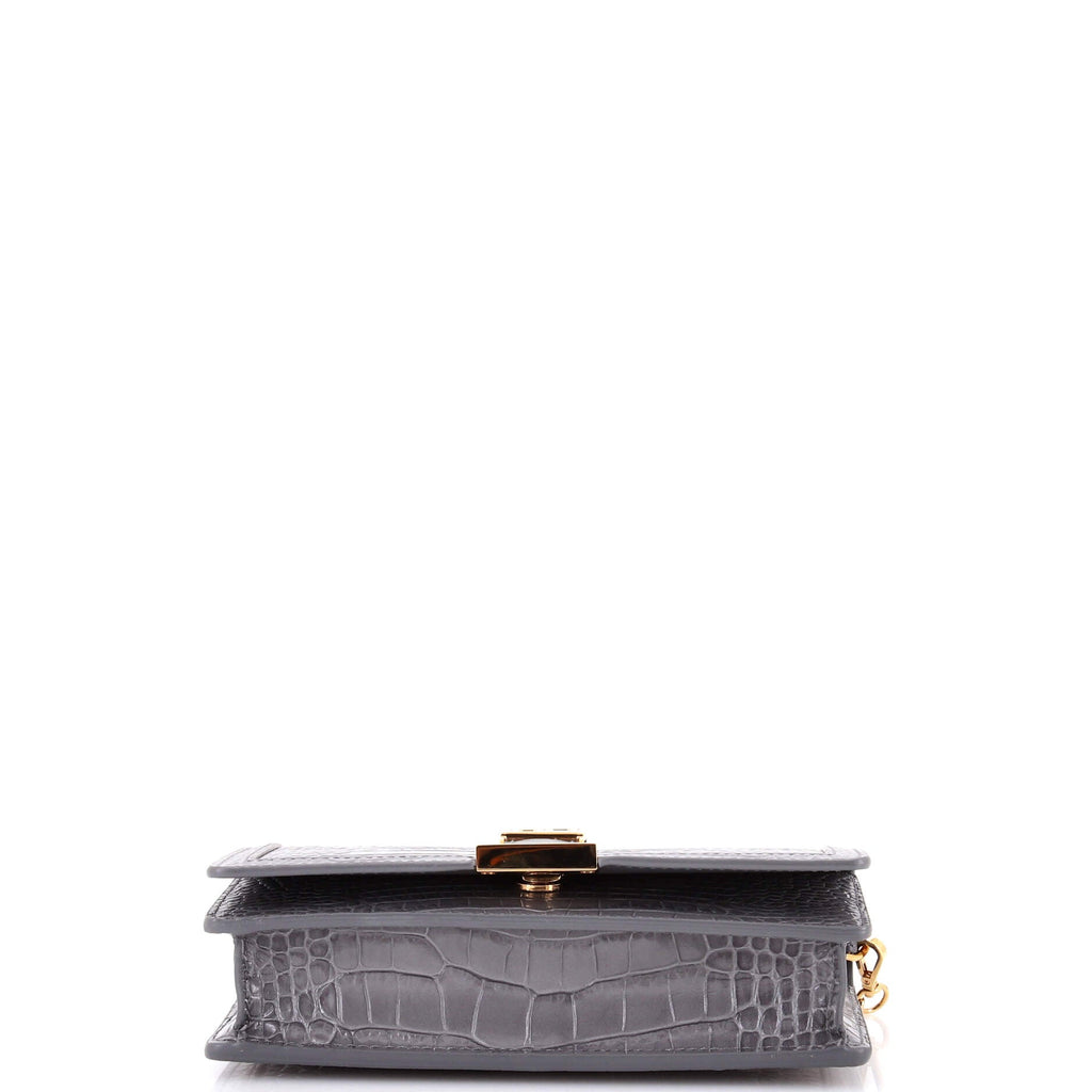 Greca Goddess Convertible Clutch Crocodile Embossed Leather Mini