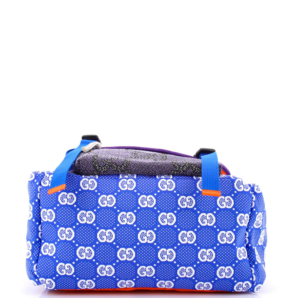 Panelled Double Buckle Backpack GG Jacquard Nylon and Rubber Large