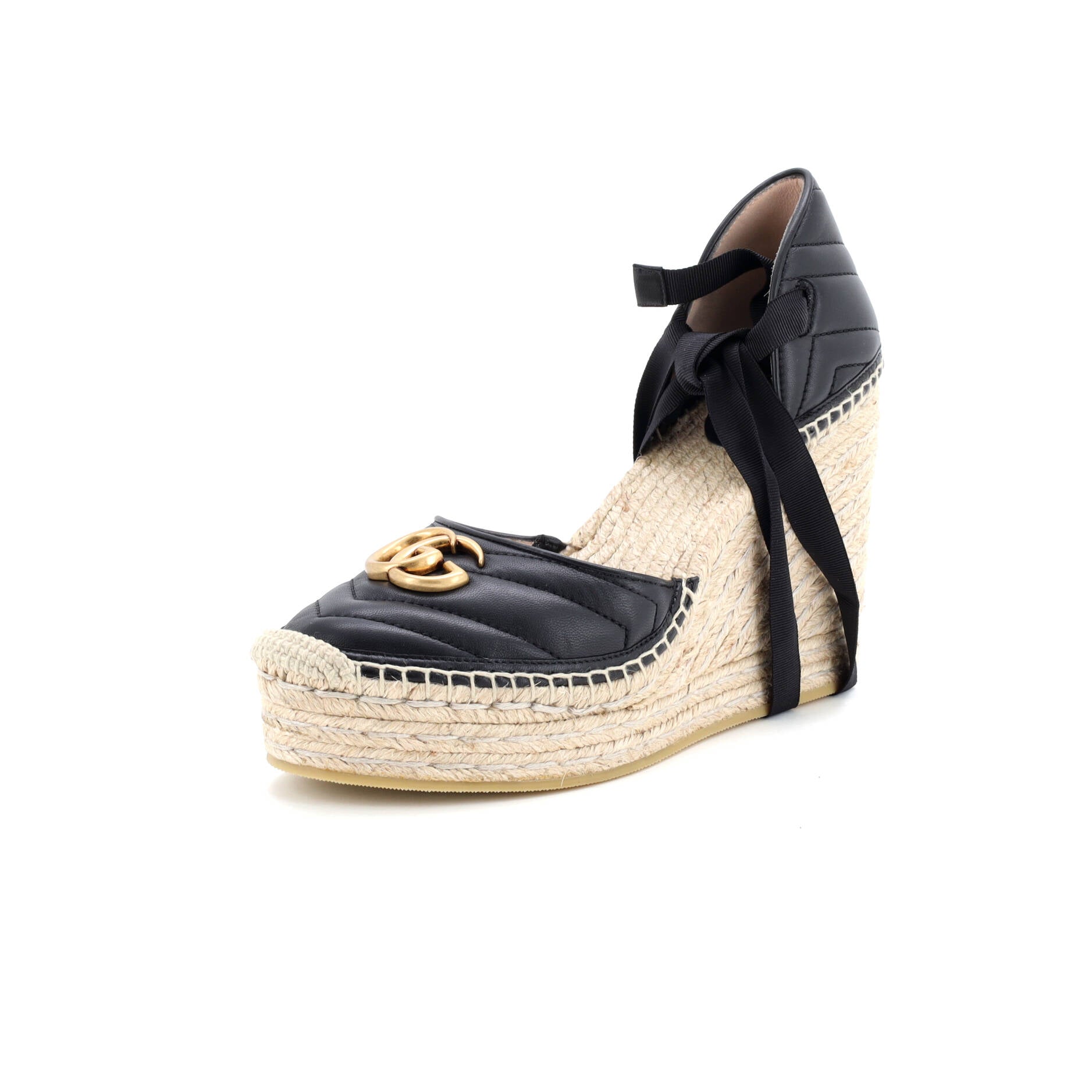 Women's GG Marmont Wedge Espadrilles Matelasse Leather