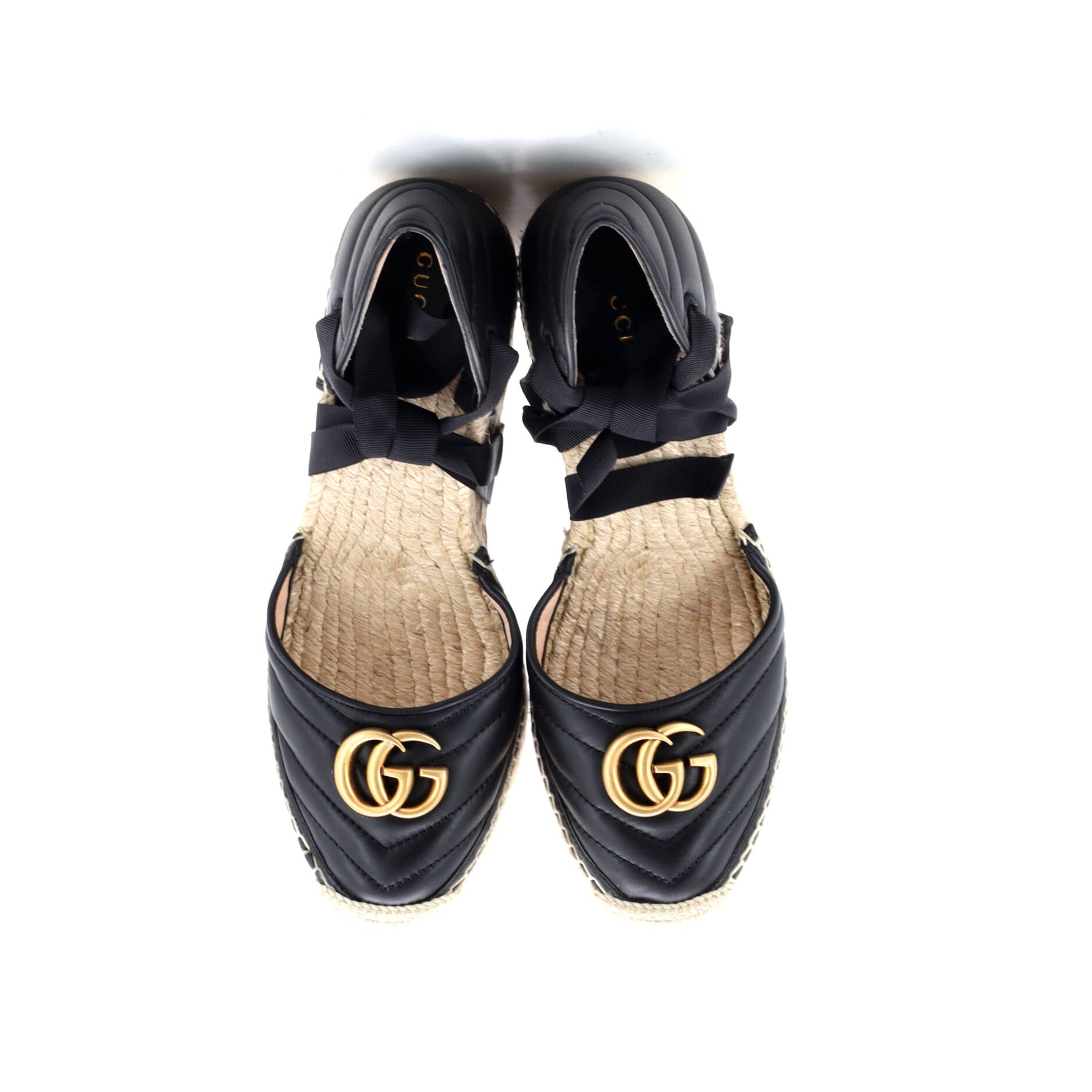 Women's GG Marmont Wedge Espadrilles Matelasse Leather