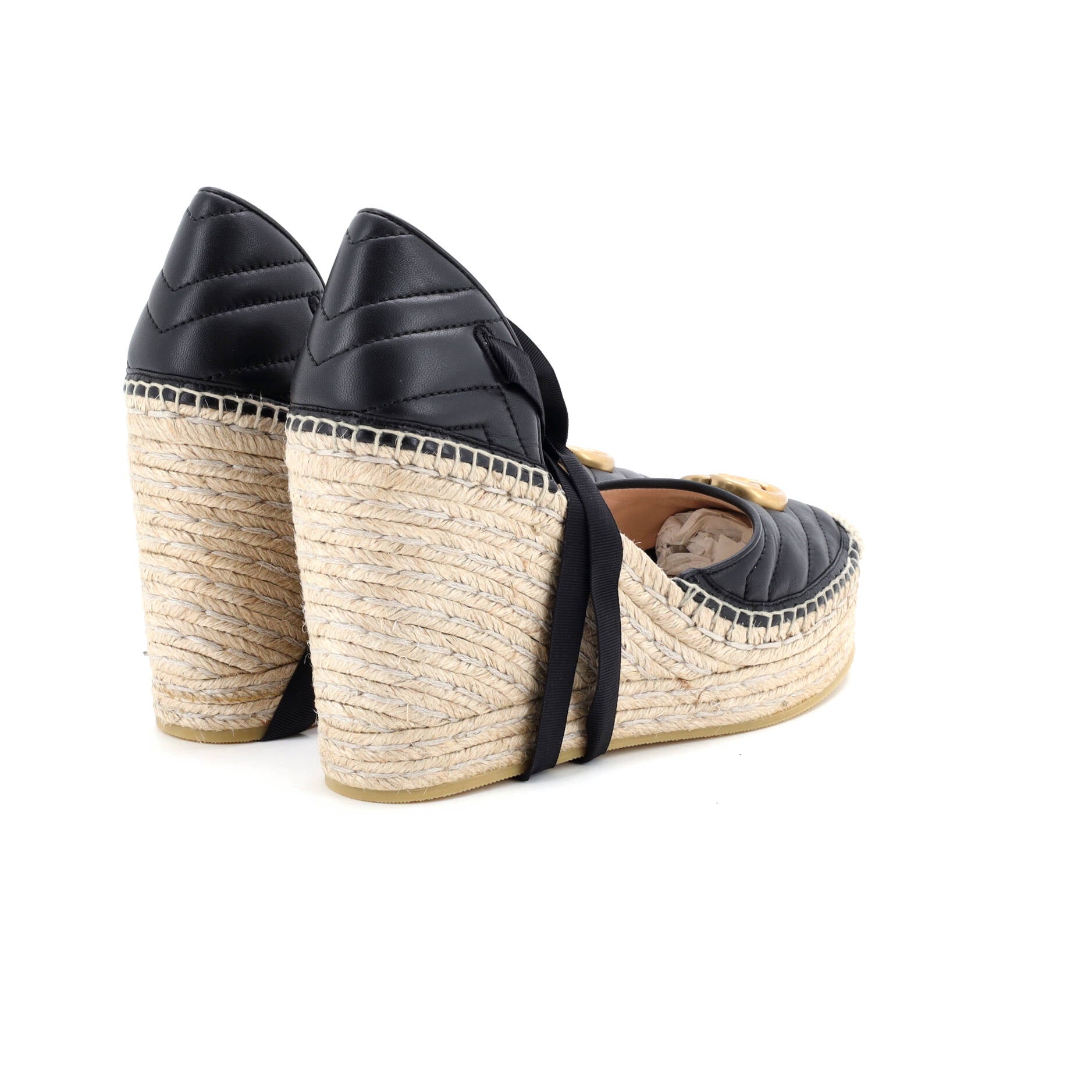 Women's GG Marmont Wedge Espadrilles Matelasse Leather