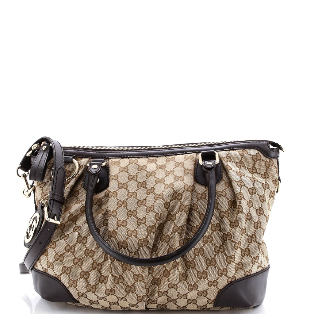 Sukey Top Handle Satchel GG Canvas with Leather Large
