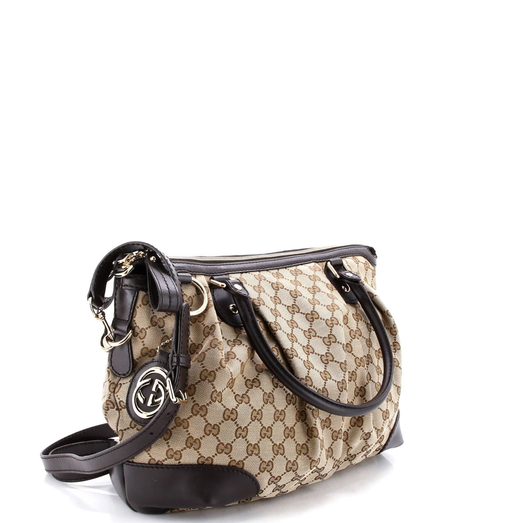 Sukey Top Handle Satchel GG Canvas with Leather Large