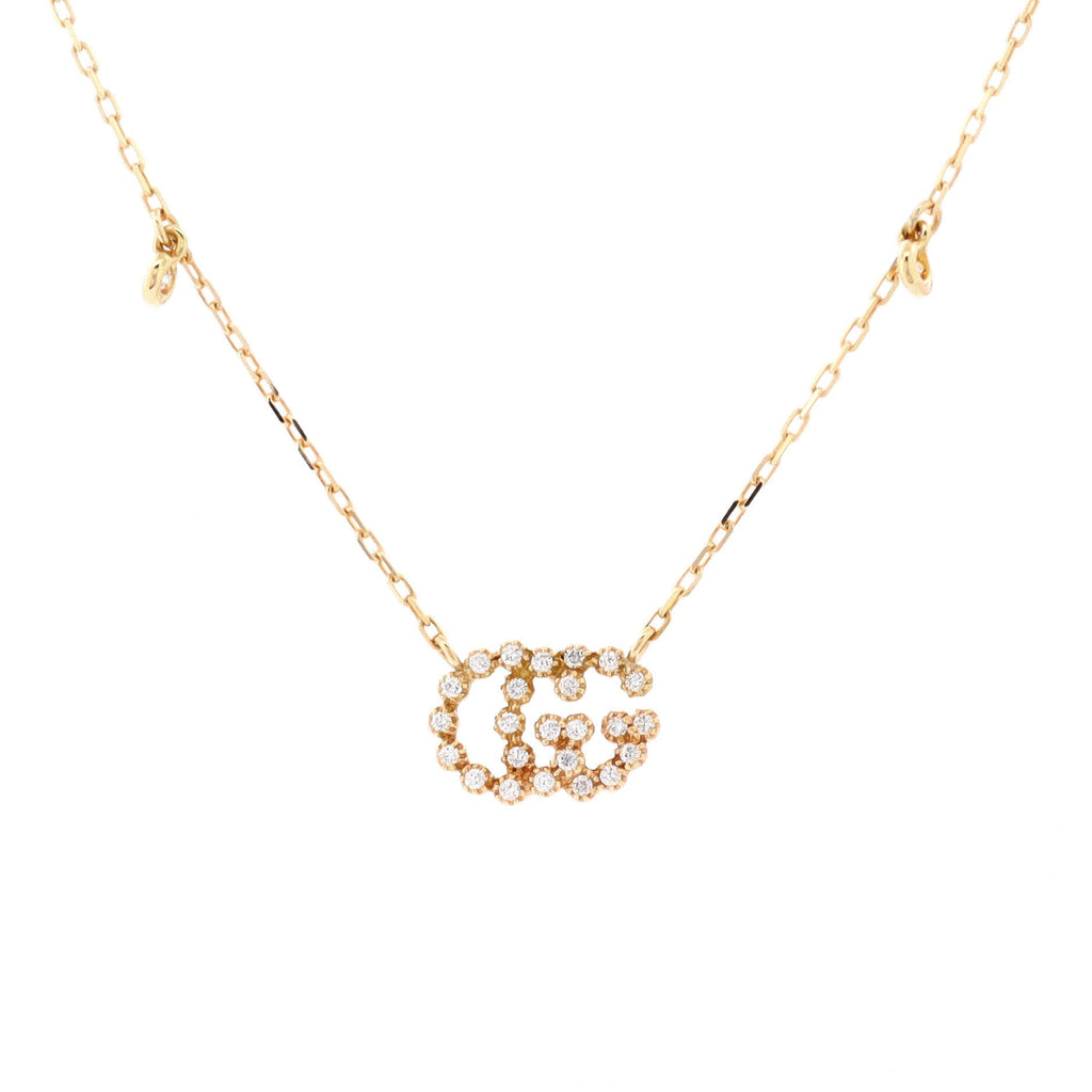 GG Running Station Necklace 18K Yellow Gold with Diamonds