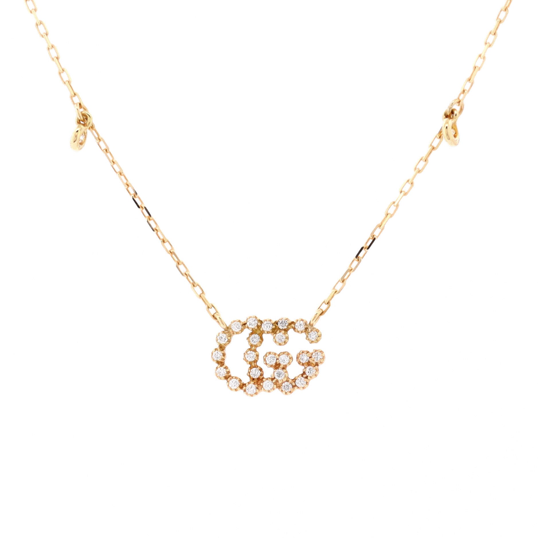 GG Running Station Necklace 18K Yellow Gold with Diamonds
