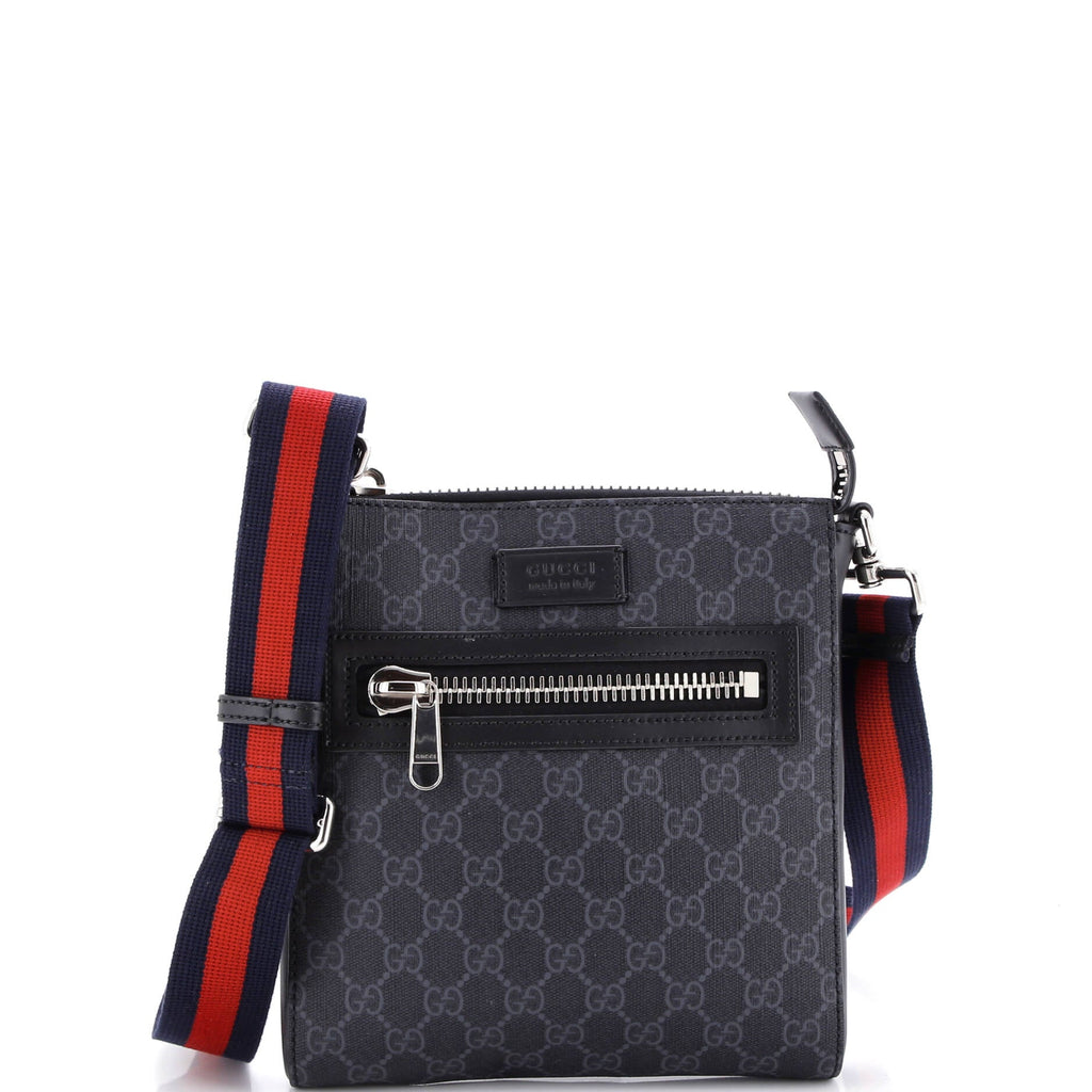 Web Strap Front Zip Messenger Bag GG Coated Canvas Small