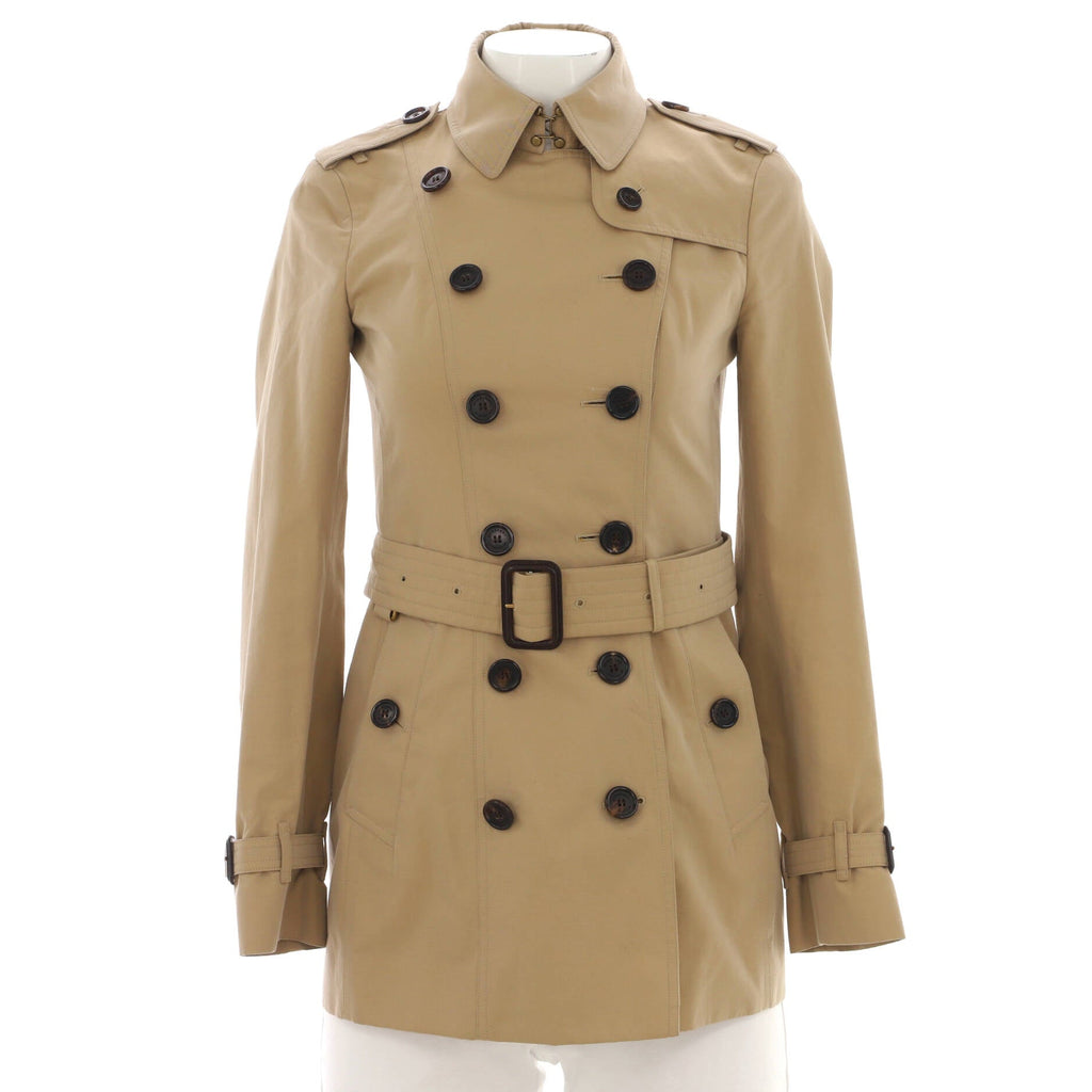 Women's Double Breasted Belted Mid-Length Trench Coat Cotton