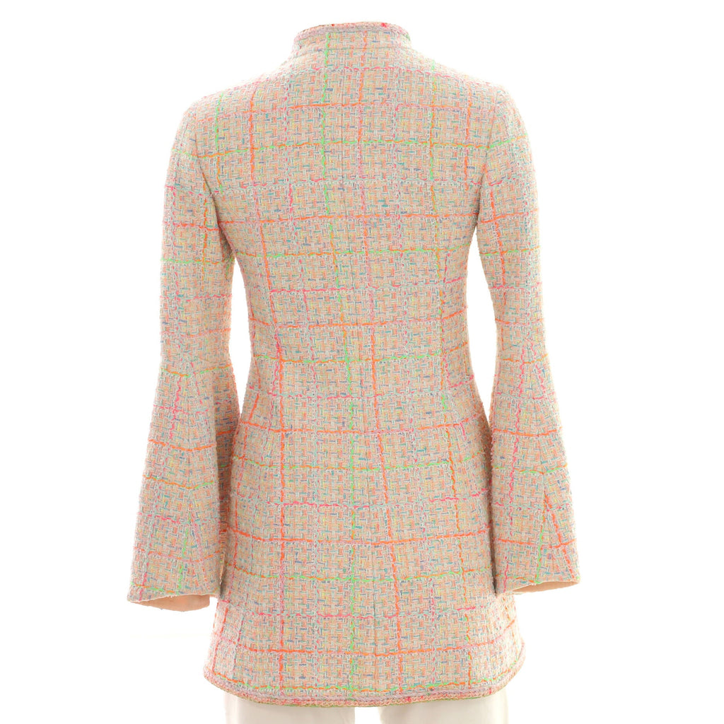 Women's Single Pocket V-Neck Button Up Jacket Tweed