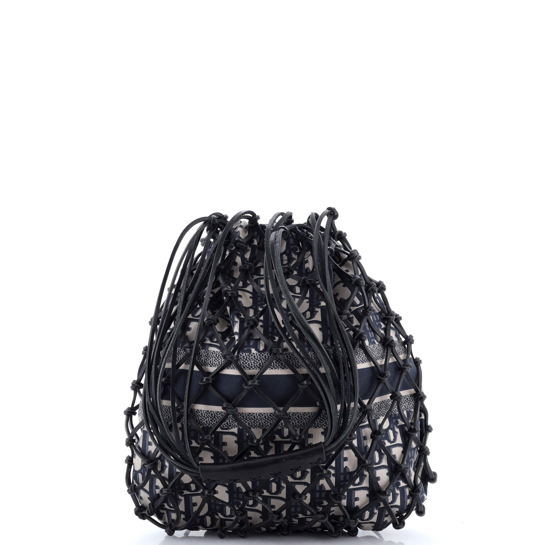 Drawstring Net Tote Diorissimo Canvas and Leather