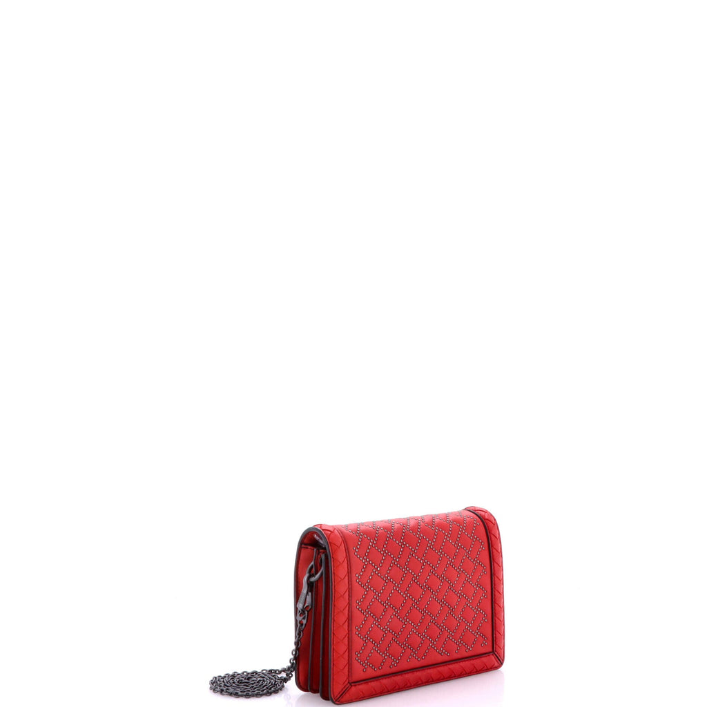 Montebello Flap Bag Studded Leather with Intrecciato Detail Mini