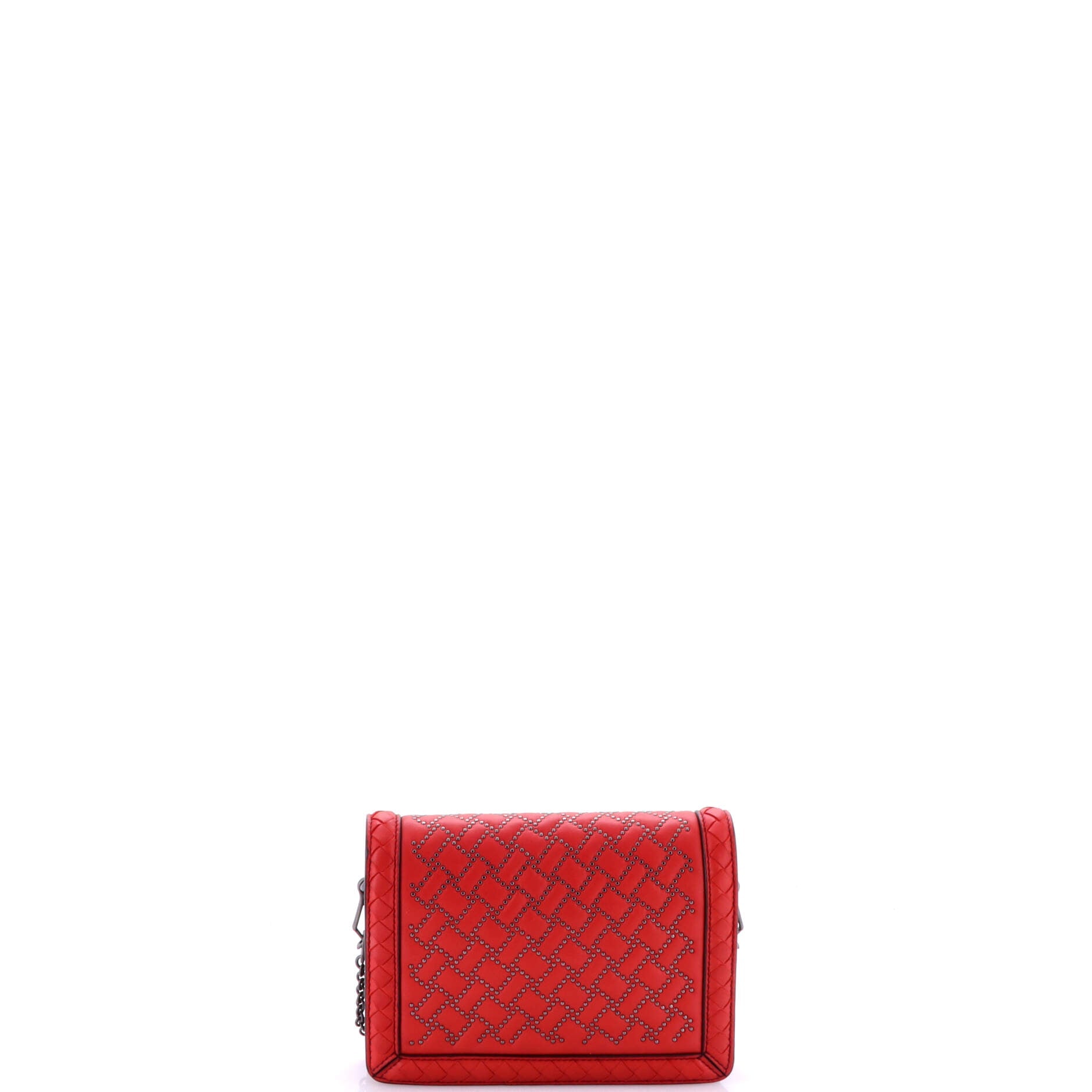 Montebello Flap Bag Studded Leather with Intrecciato Detail Mini