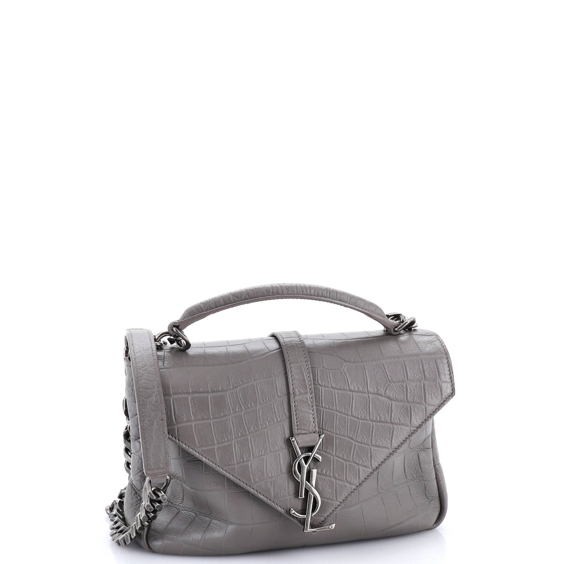 Classic Monogram College Bag Crocodile Embossed Leather Medium