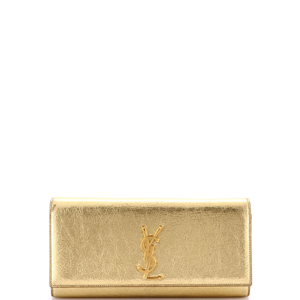 Classic Monogram Clutch Metallic Calfskin Long