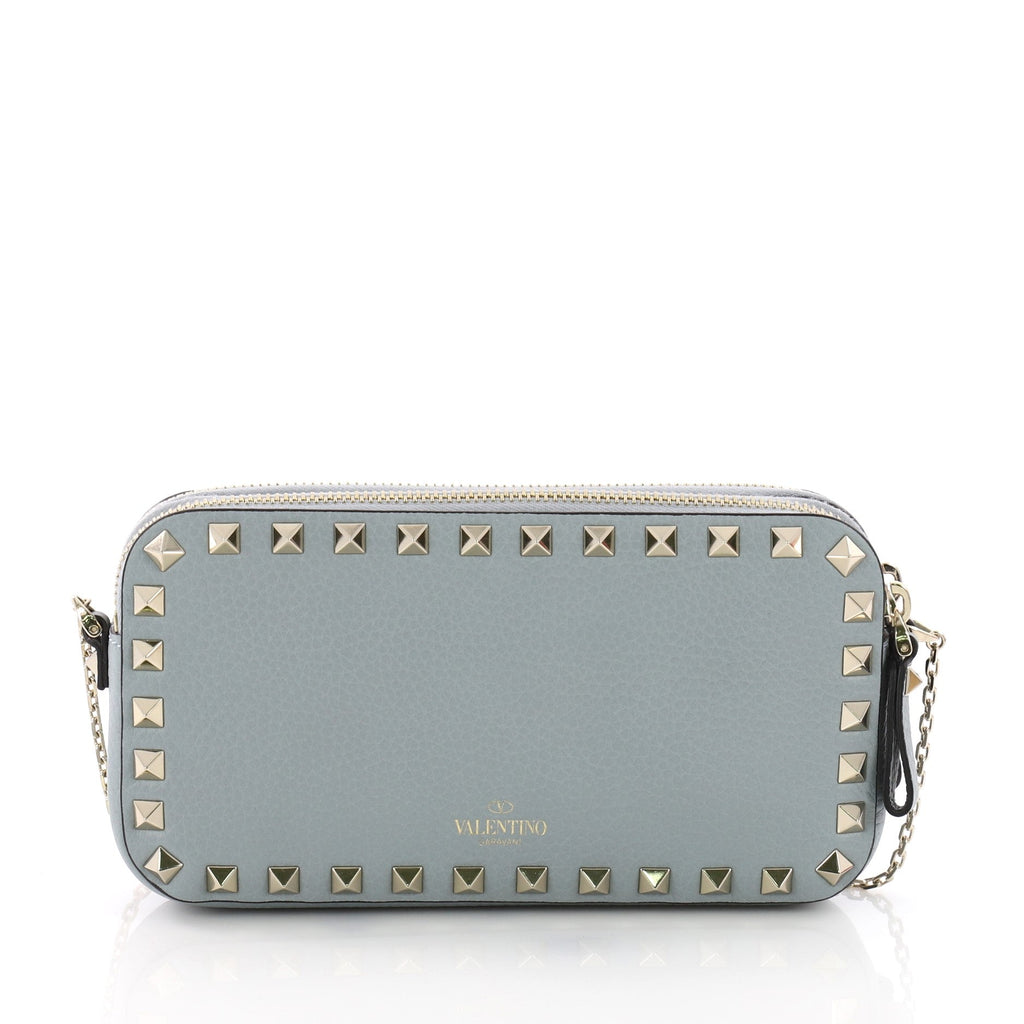 Double Zip Clutch with Chain Leather Small