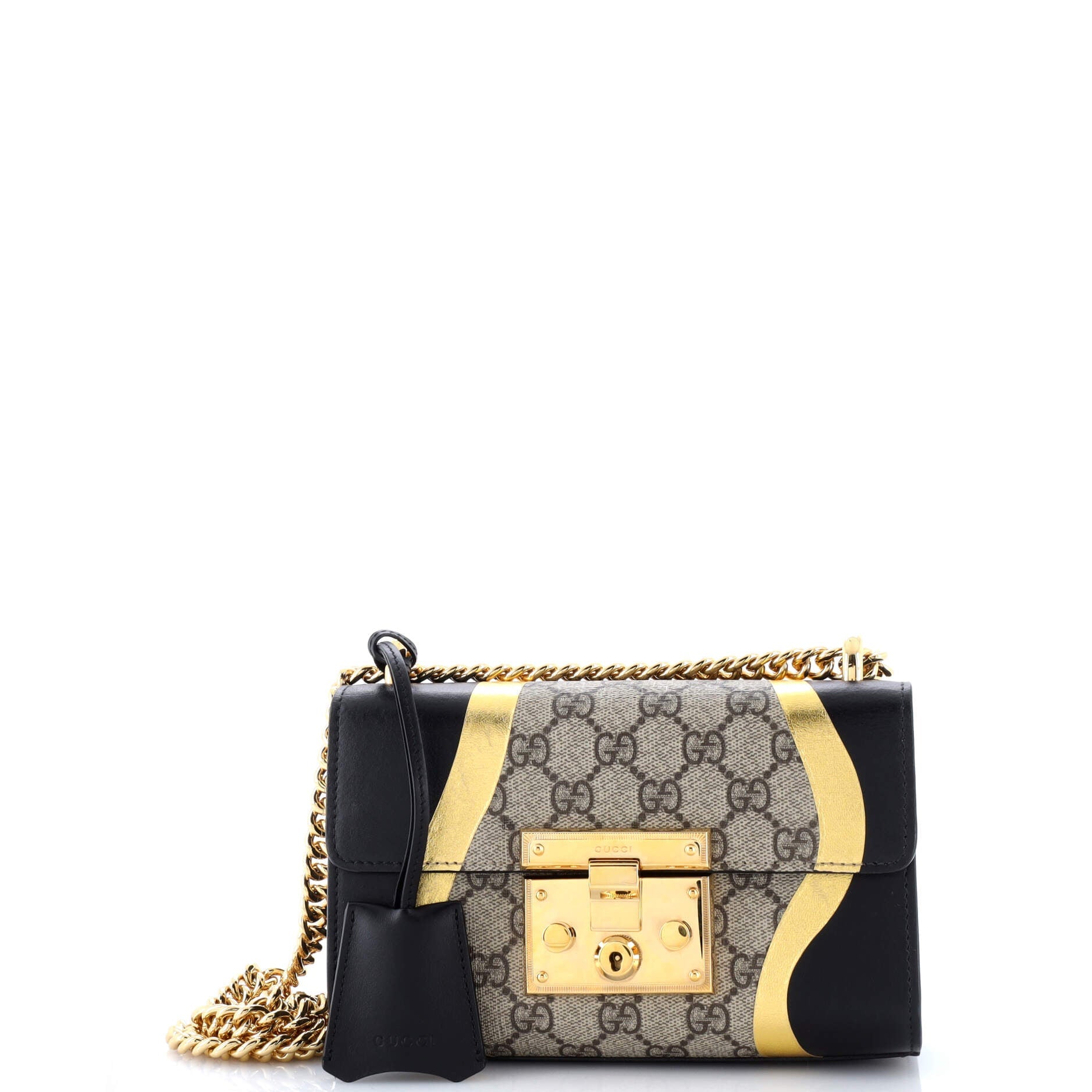 Padlock Shoulder Bag GG Coated Canvas and Leather Small