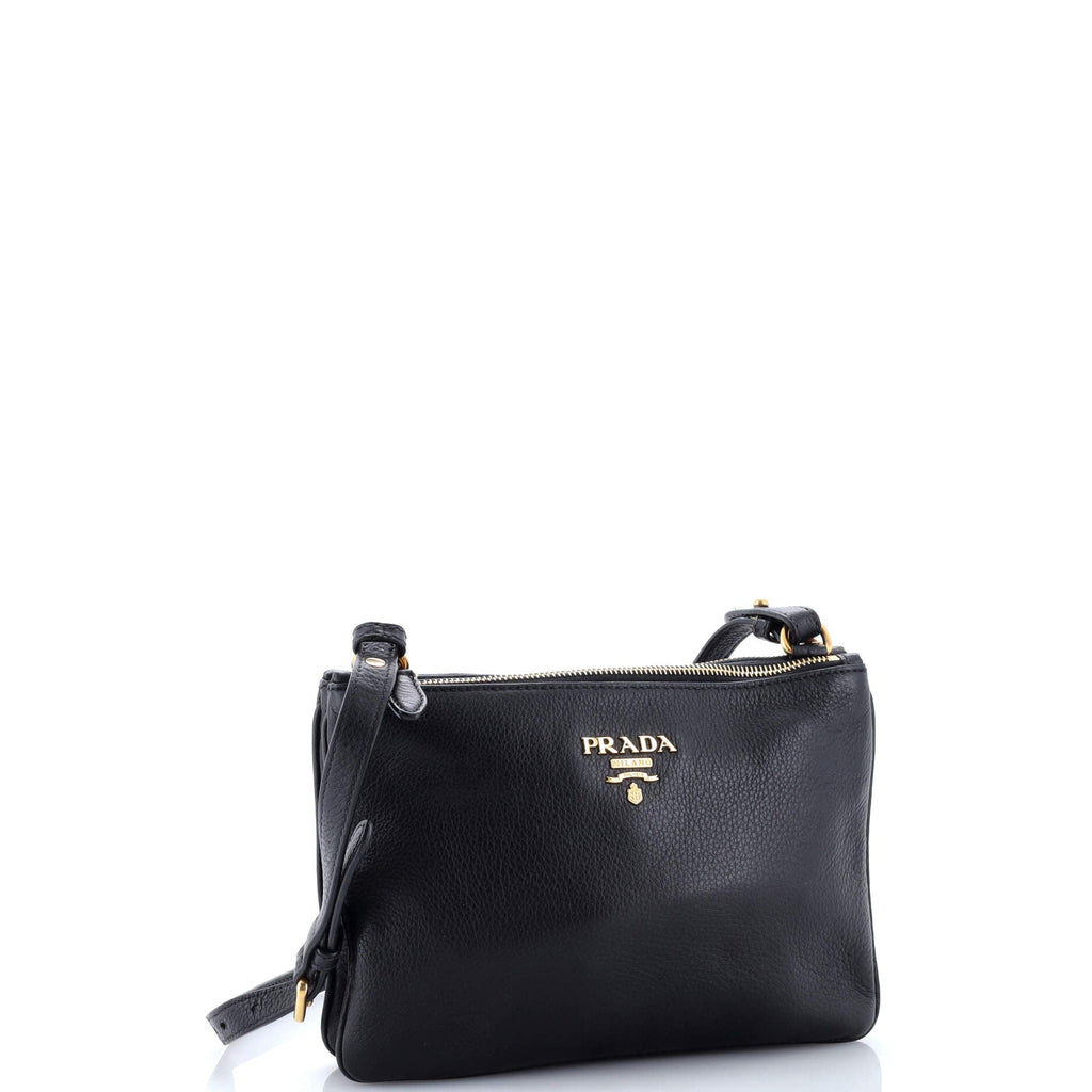 Double Zip Crossbody Bag Vitello Daino Small