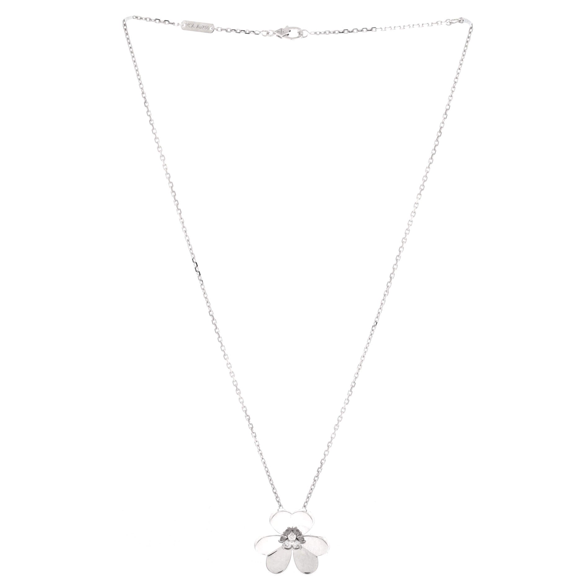 Frivole Pendant Necklace 18K White Gold with Diamonds Large