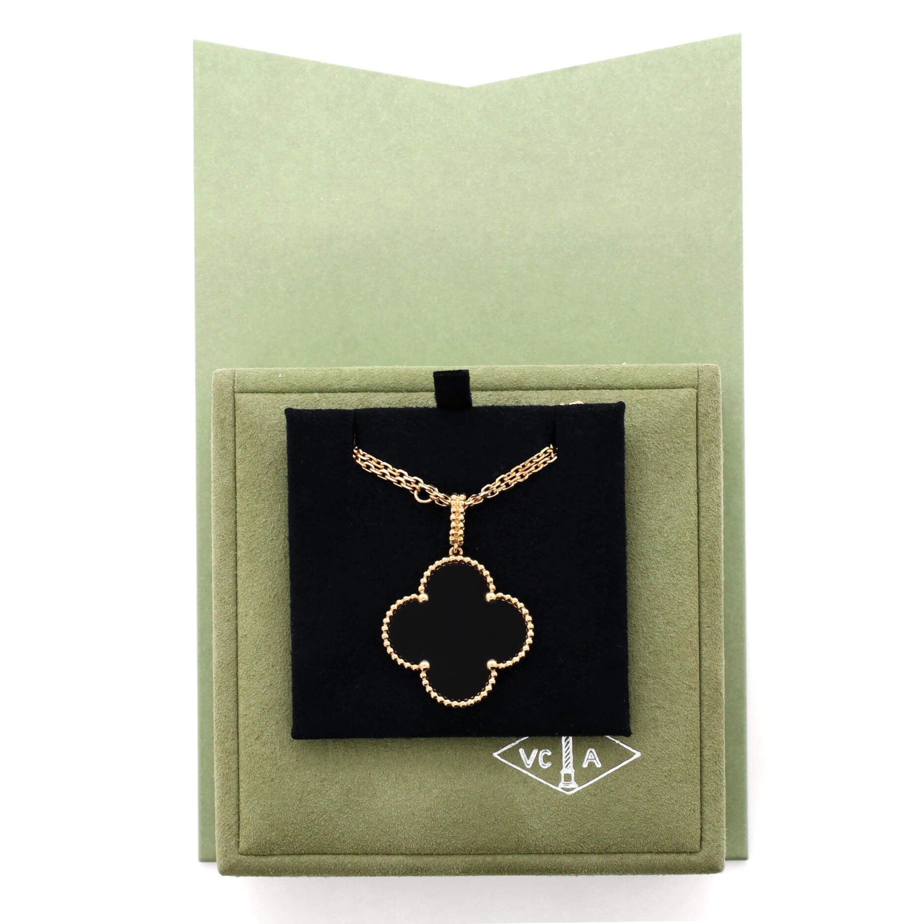 Magic Alhambra Pendant Necklace 18K Yellow Gold and Onyx