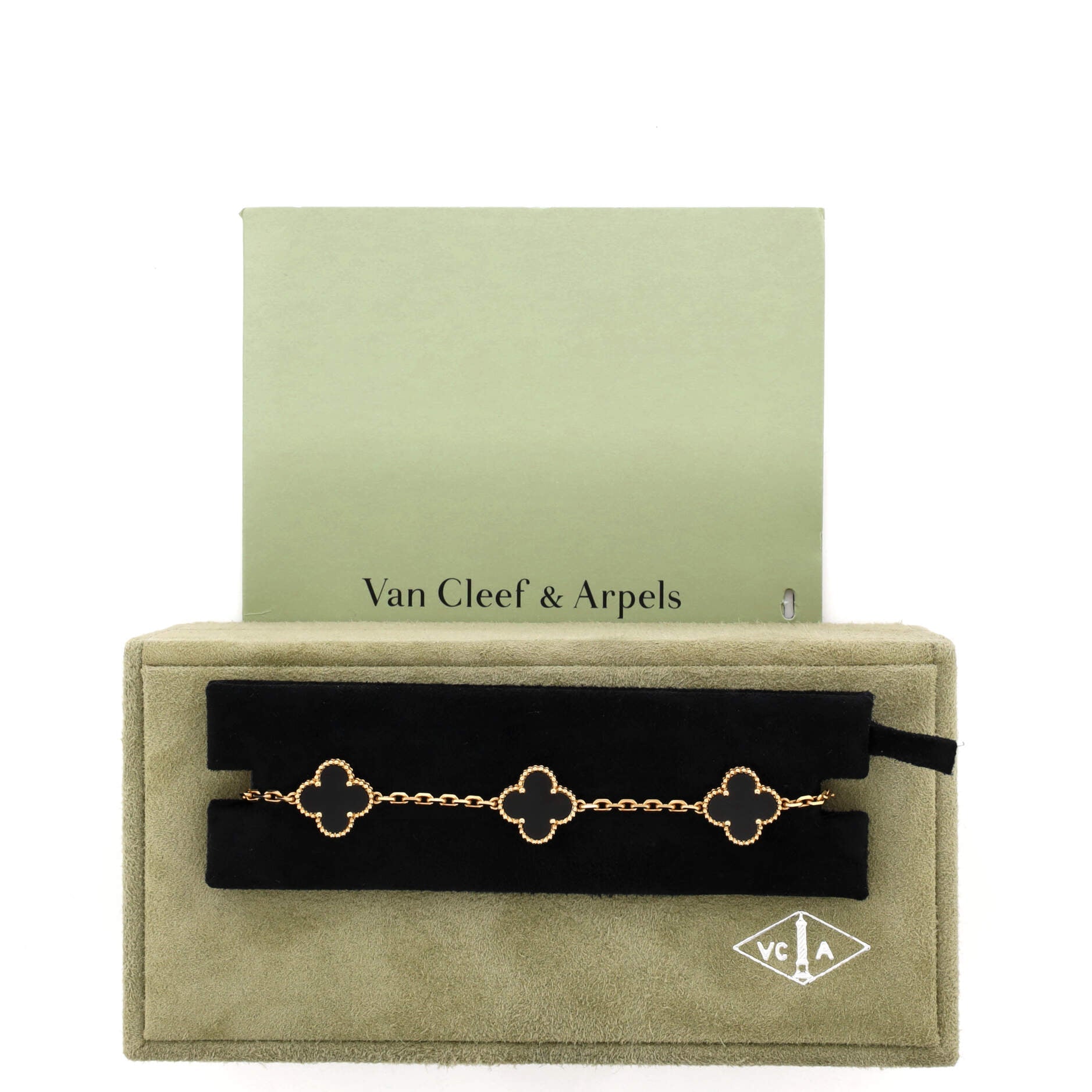 Vintage Alhambra 5 Motifs Bracelet 18K Yellow Gold and Onyx