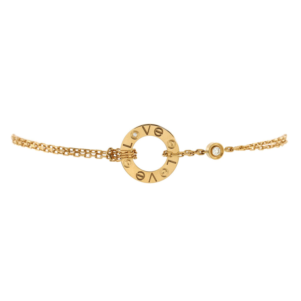 2 Diamonds Love Bracelet 18K Yellow Gold with Diamonds