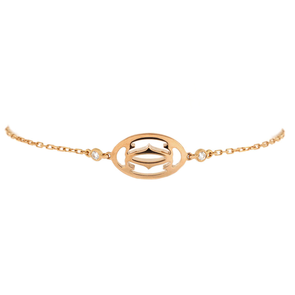 Double C Logo Bracelet 18K Rose Gold with Diamonds