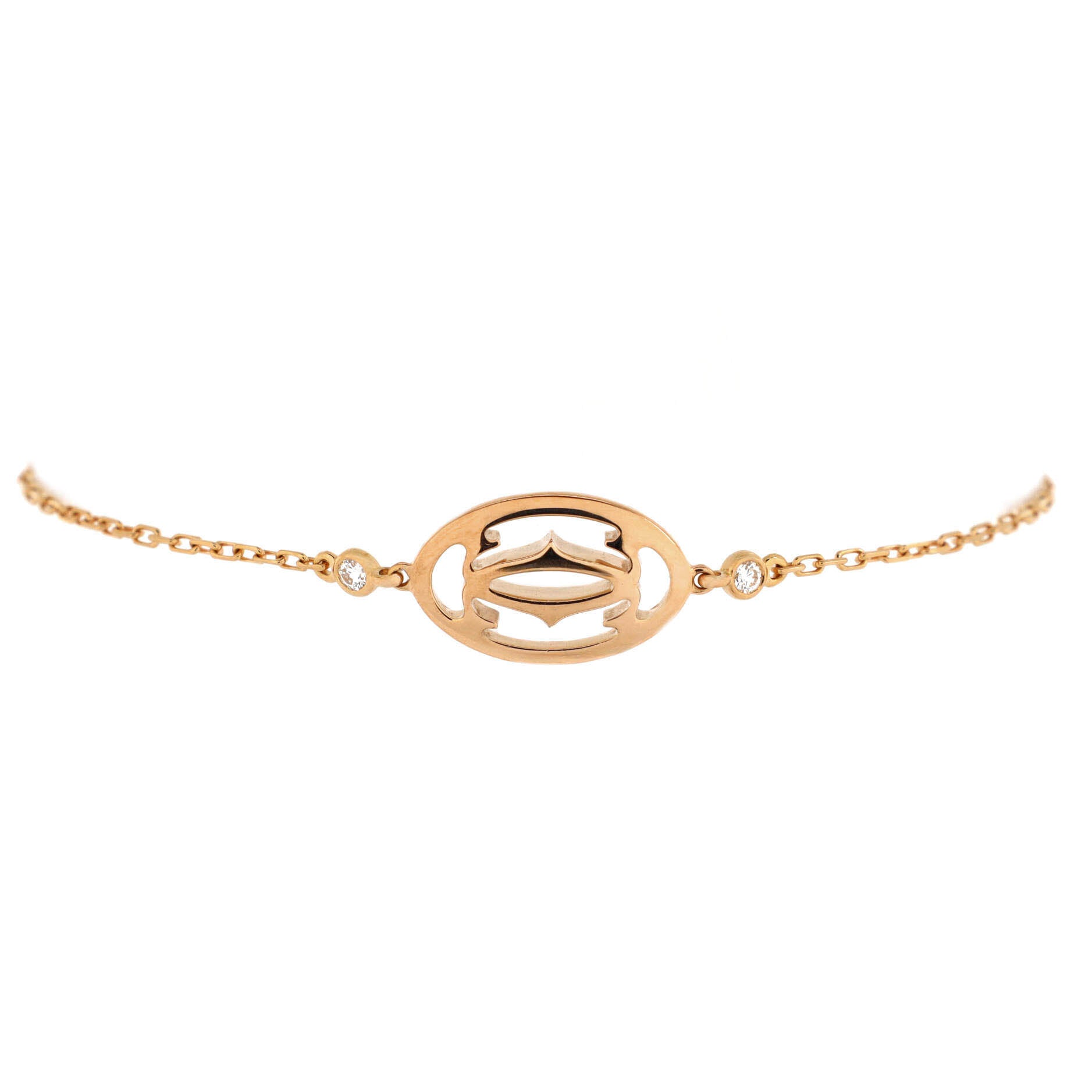 Double C Logo Bracelet 18K Rose Gold with Diamonds