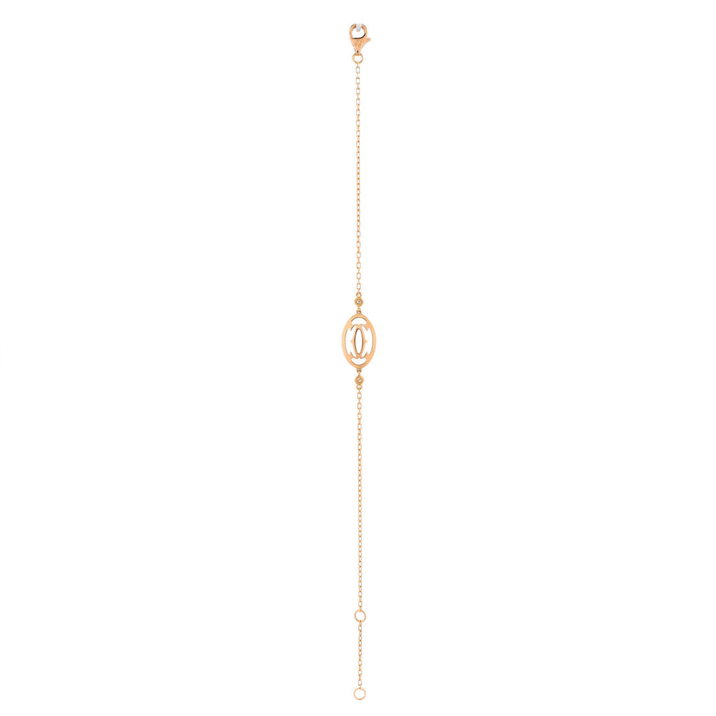 Double C Logo Bracelet 18K Rose Gold with Diamonds