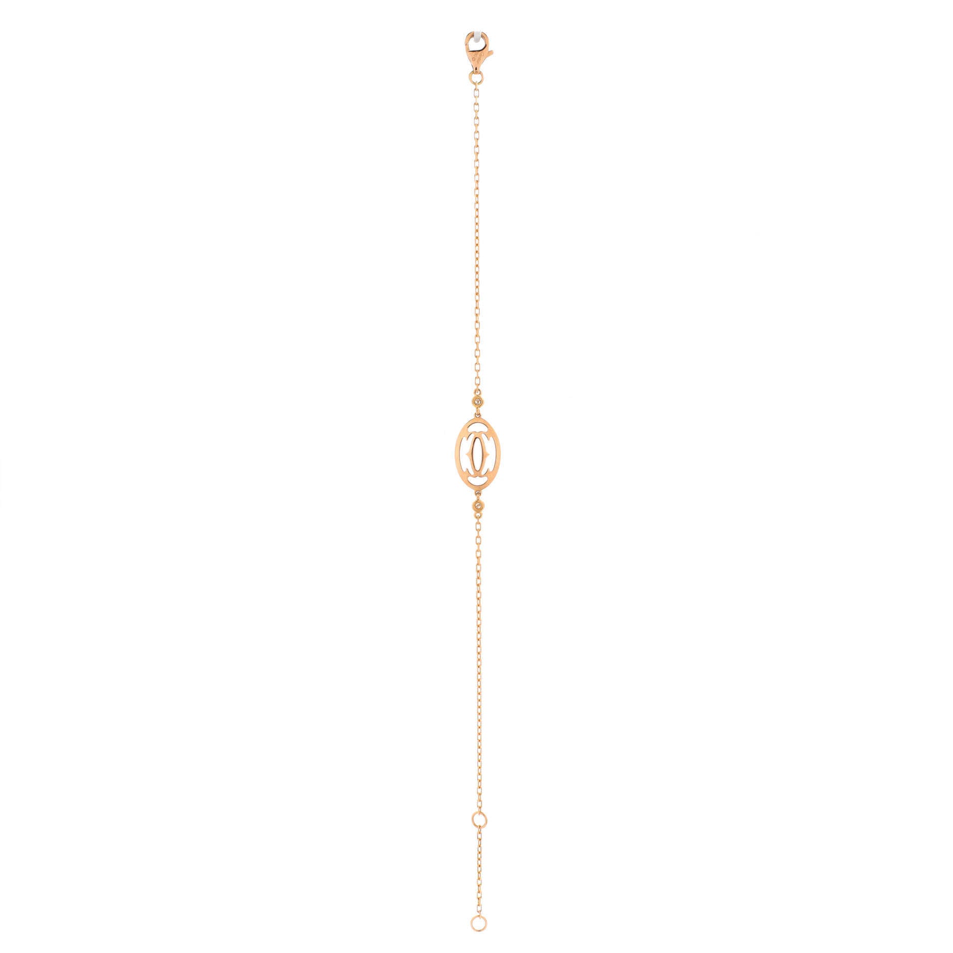 Double C Logo Bracelet 18K Rose Gold with Diamonds