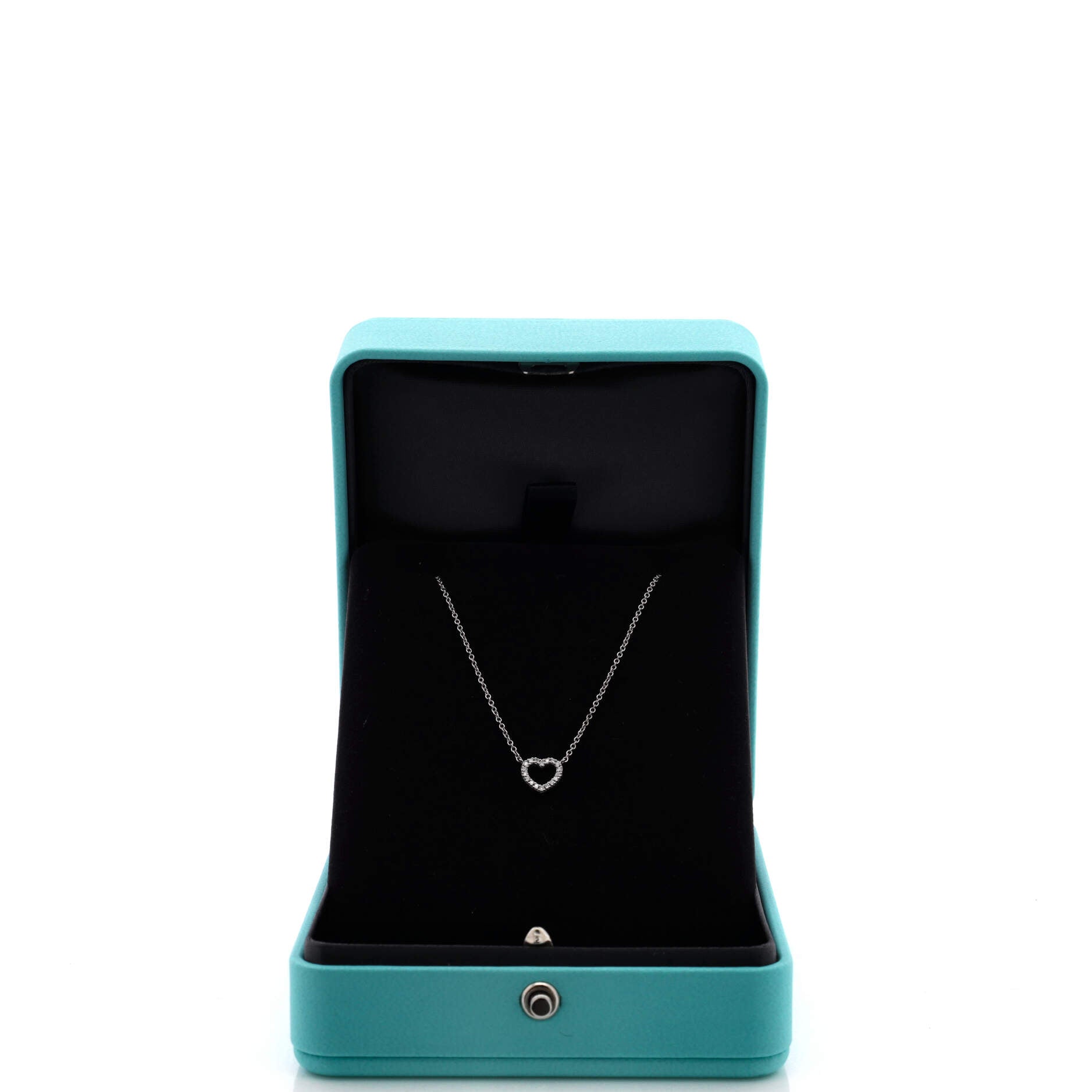 Metro Open Heart Pendant Necklace 18K White Gold and Diamonds Mini