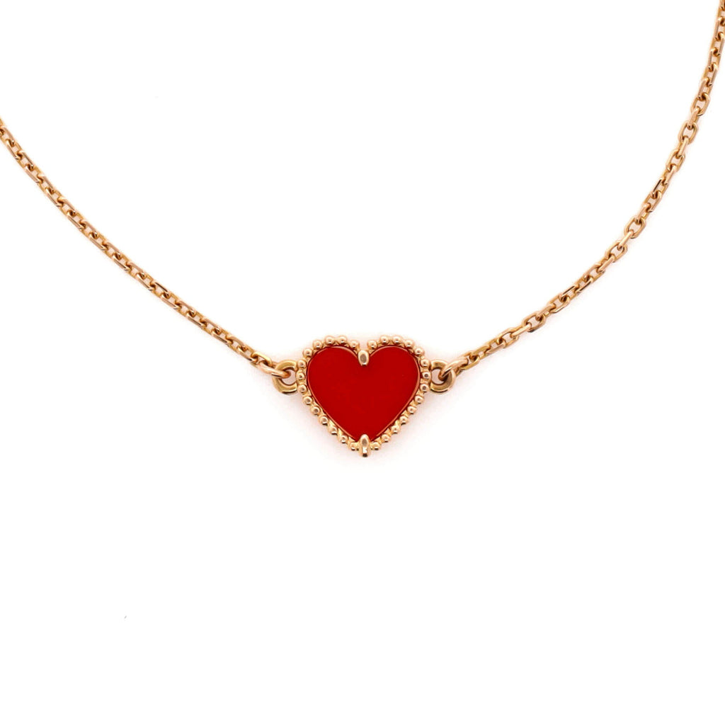 Sweet Alhambra Heart Bracelet 18K Rose Gold with Carnelian