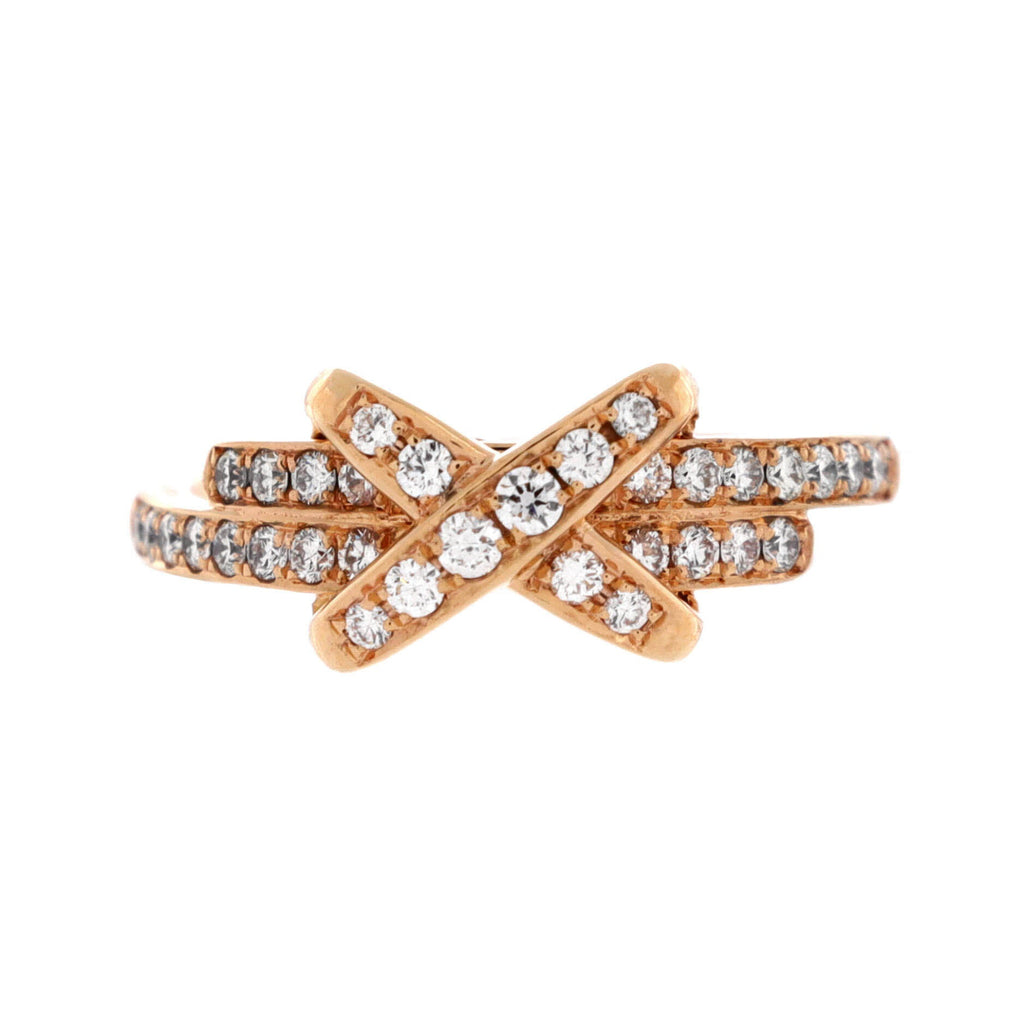 Jeux De Liens Ring 18K Rose Gold with Pave Diamonds