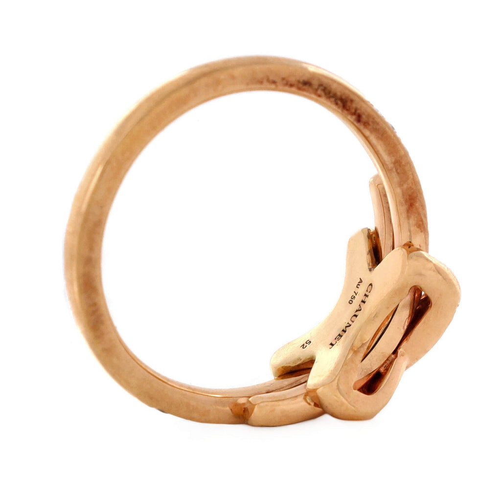Jeux De Liens Ring 18K Rose Gold with Pave Diamonds