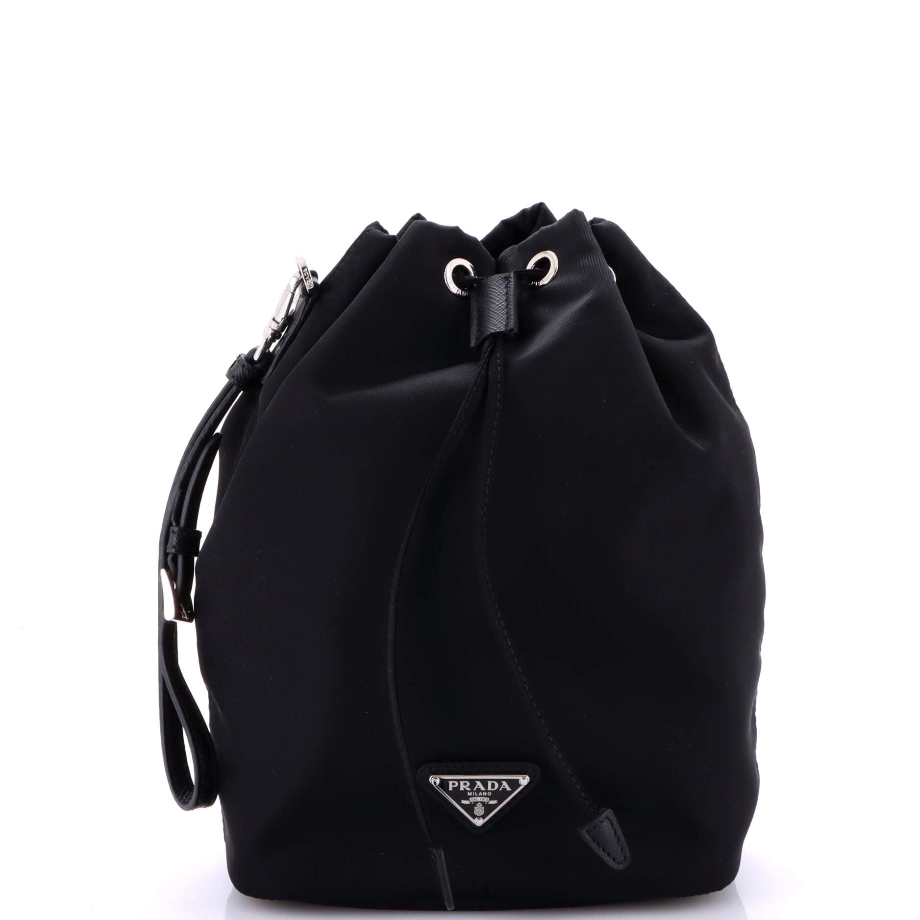 Drawstring Wristlet Bucket Bag Tessuto Small