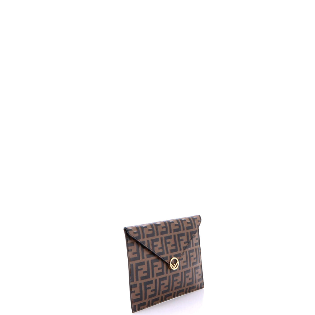 F is Fendi Envelope Flat Pouch Zucca Embossed Leather Large
