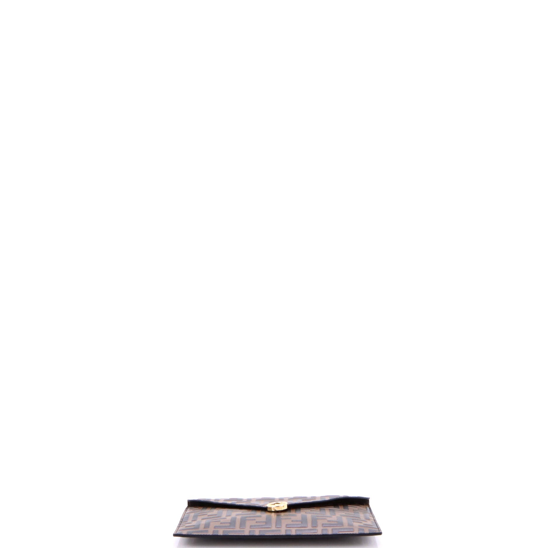 F is Fendi Envelope Flat Pouch Zucca Embossed Leather Large