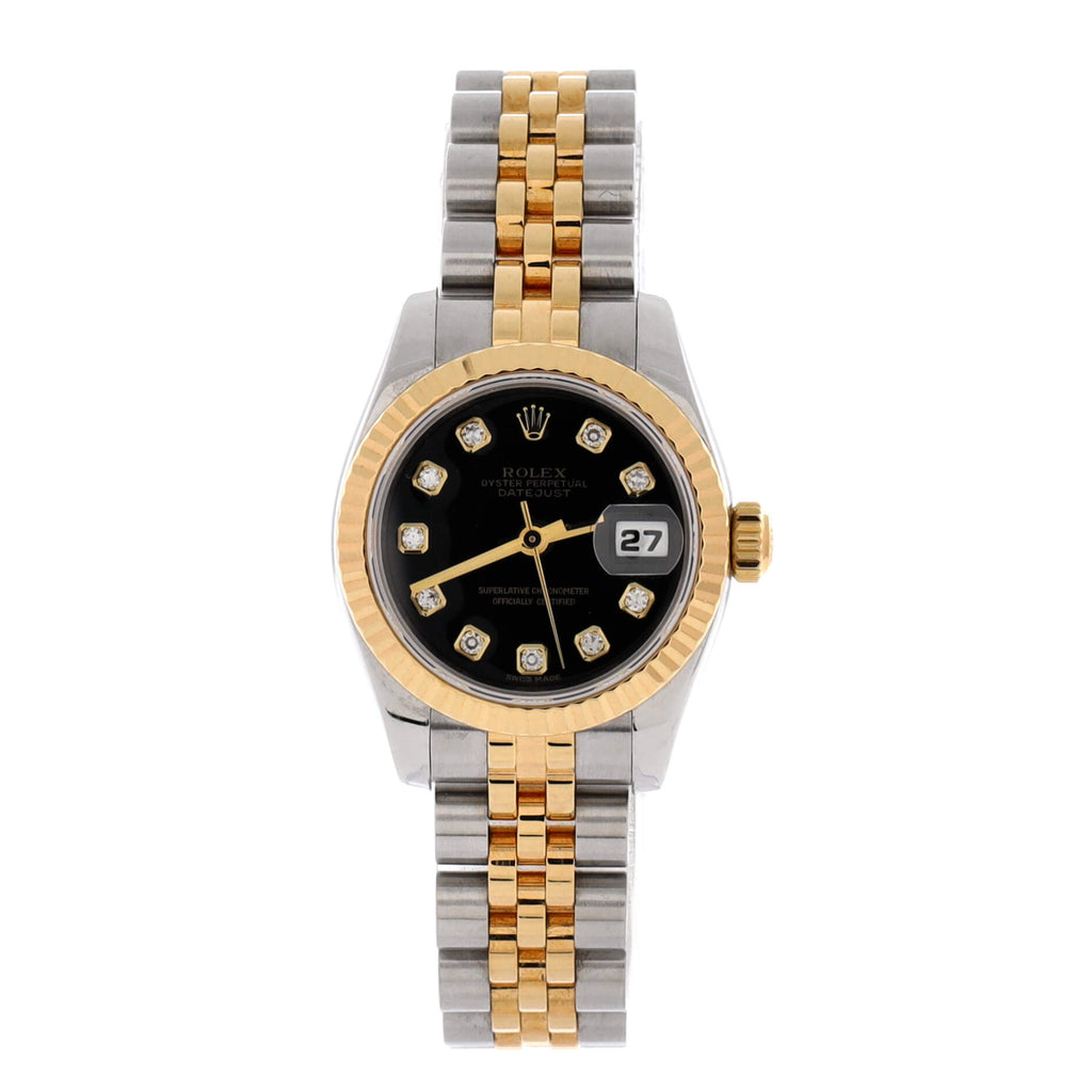 Oyster Perpetual Datejust Automatic Watch Stainless Steel and Yellow Gold with Diamond Markers 26