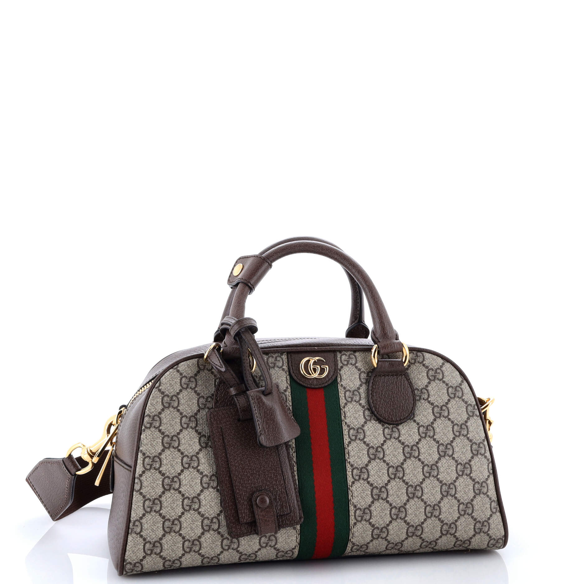 Ophidia Convertible Boston Top Handle Bag GG Coated Canvas with Leather Medium